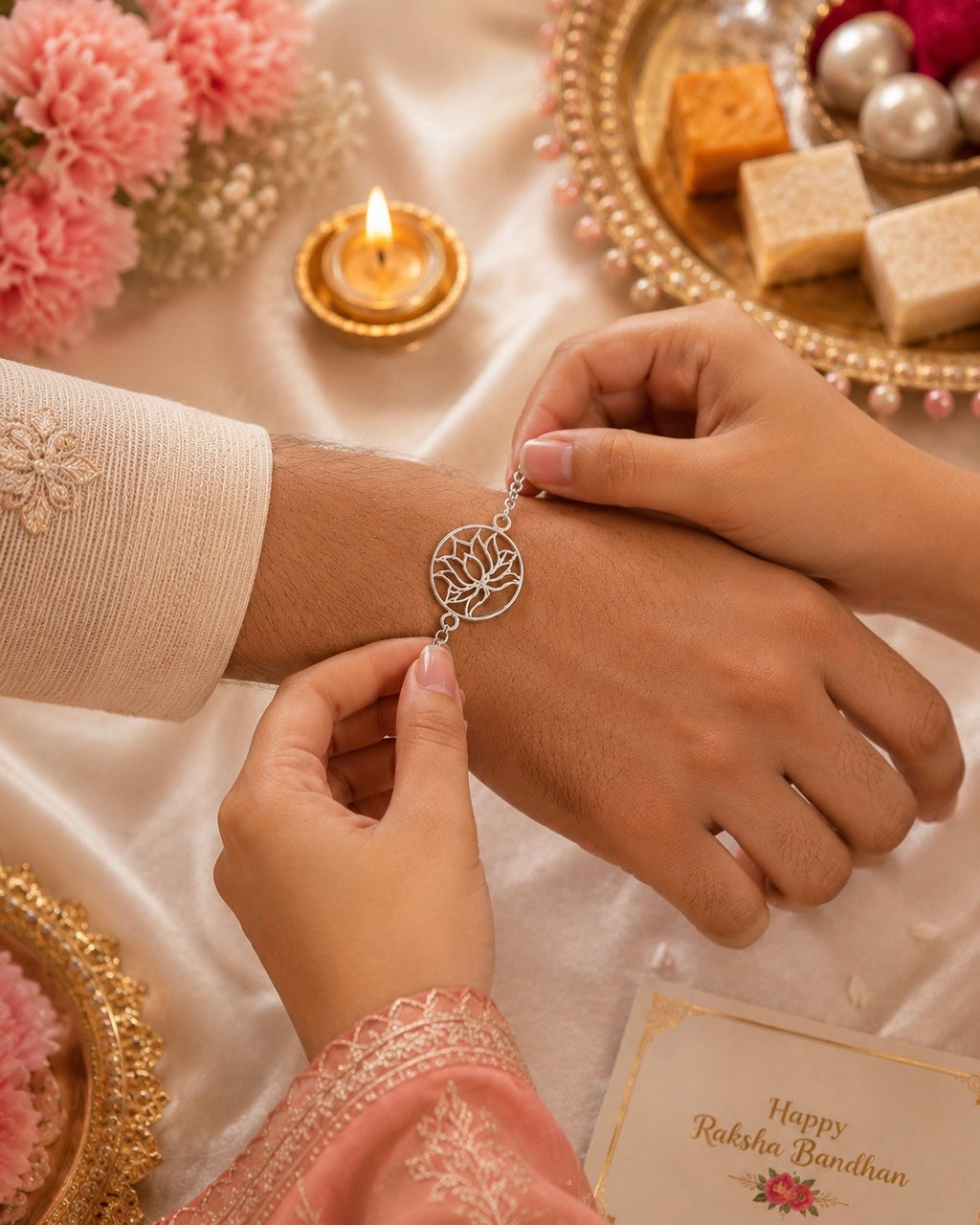 Divya Kamal Rakhi - Hancrafted 925 Silver