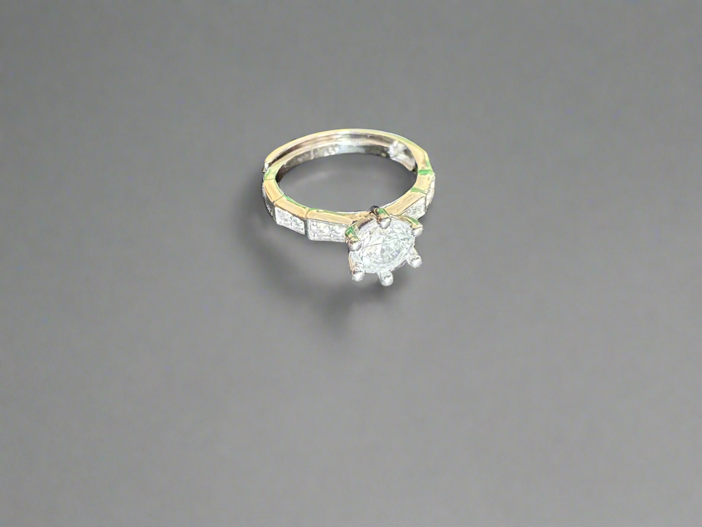 92.5 Silver Ring with Round Stones (Adjustable Size)