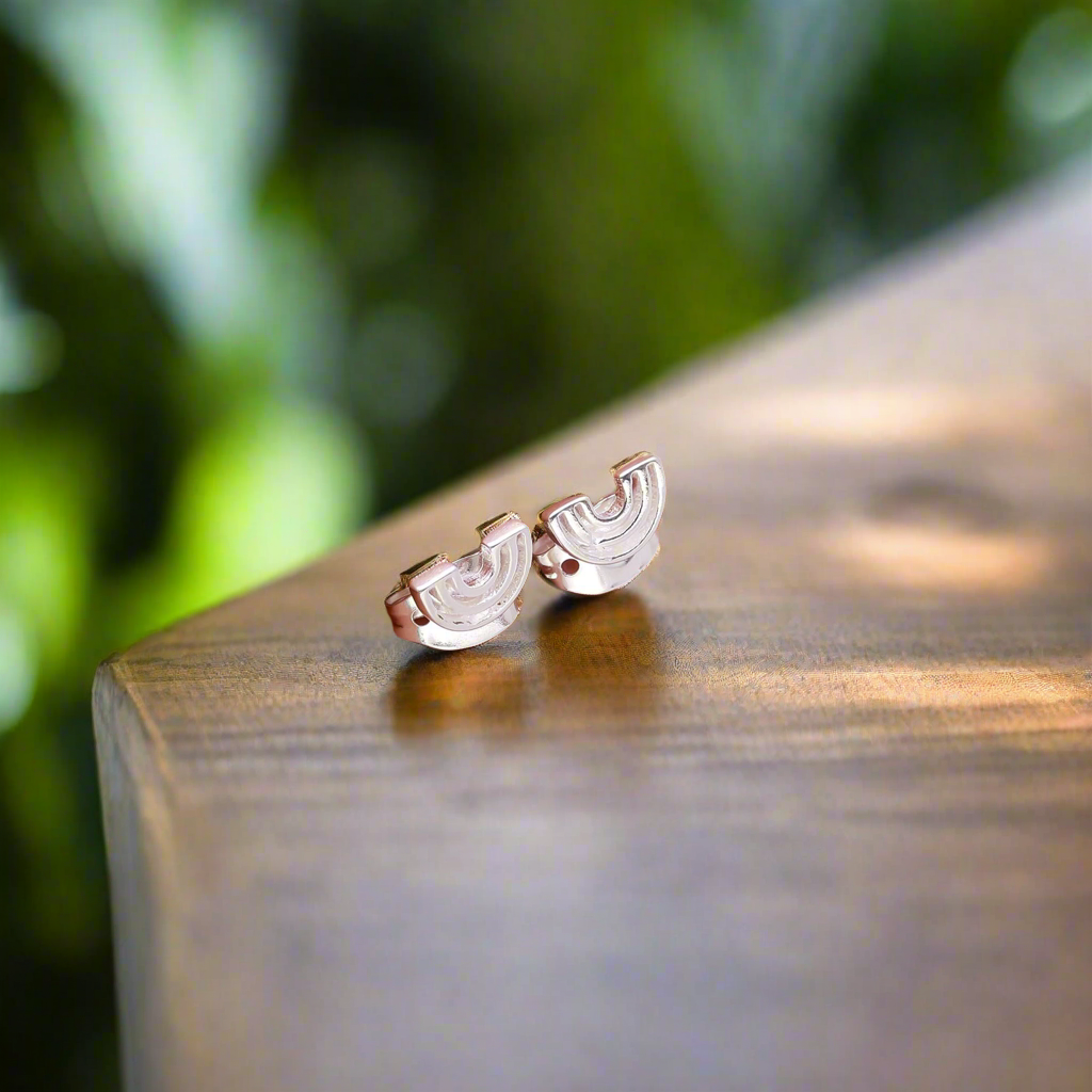 Silver 92.5 Rainbow Stud Earrings