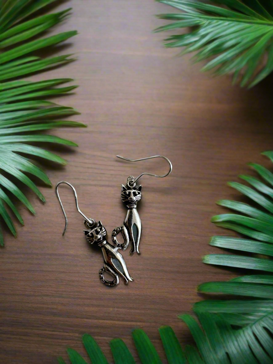 Silver Cat Earrings