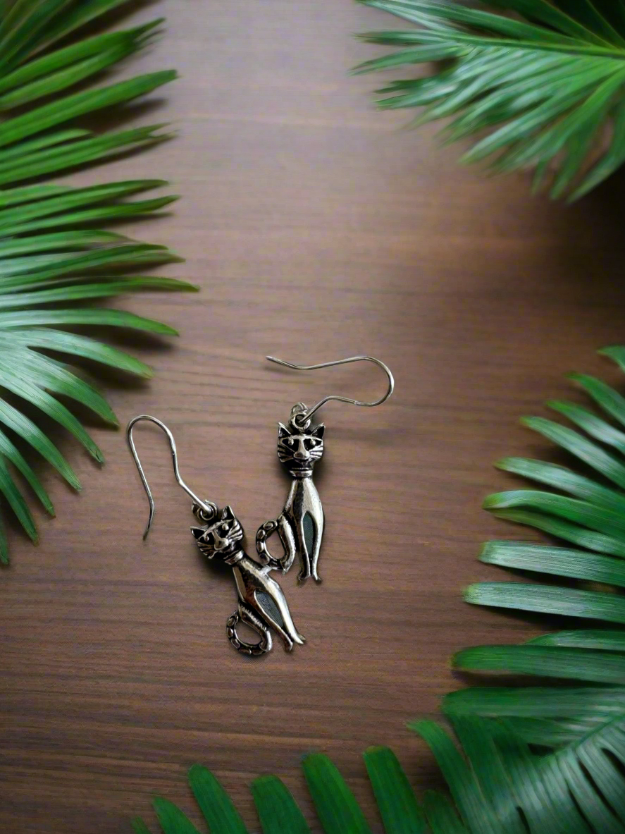 92.5 Silver Cat Earrings