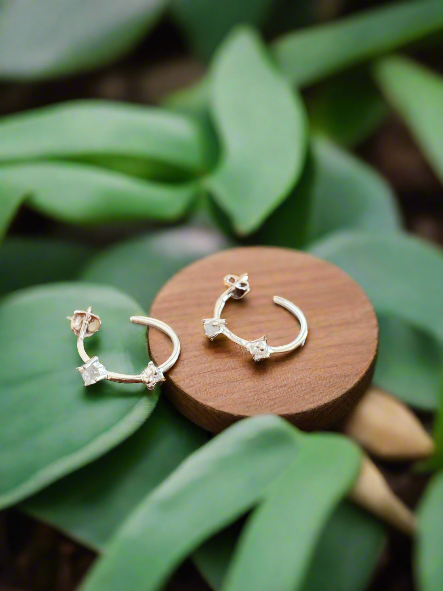 92.5 Silver Small Half Loop Earrings