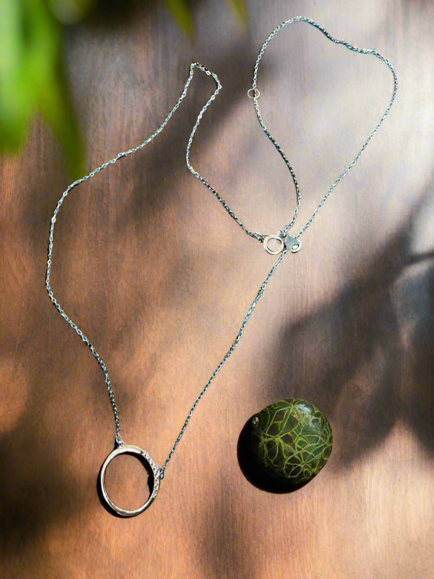 Silver Circle Pendant Minimalistic Necklace