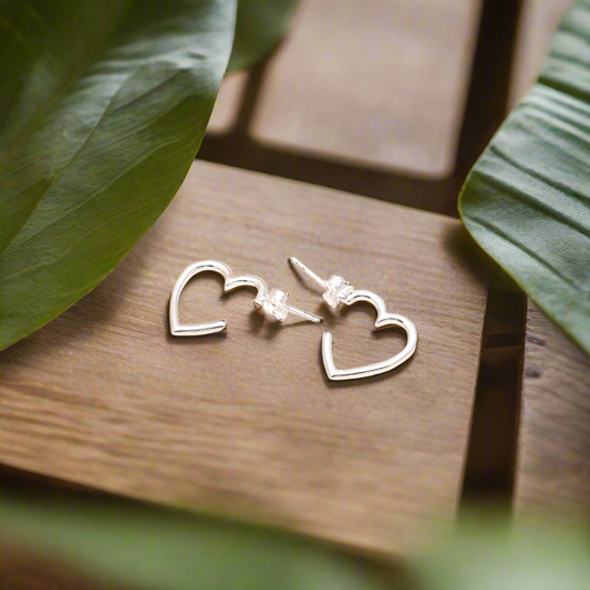 92.5 Silver Half Heart Earrings