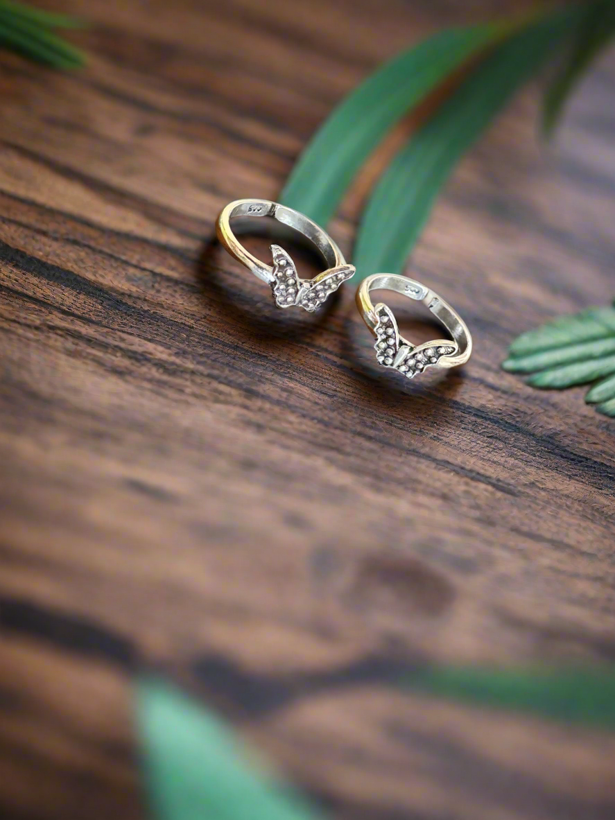 Silver 92.5 Butterfly Toe Rings - Pair