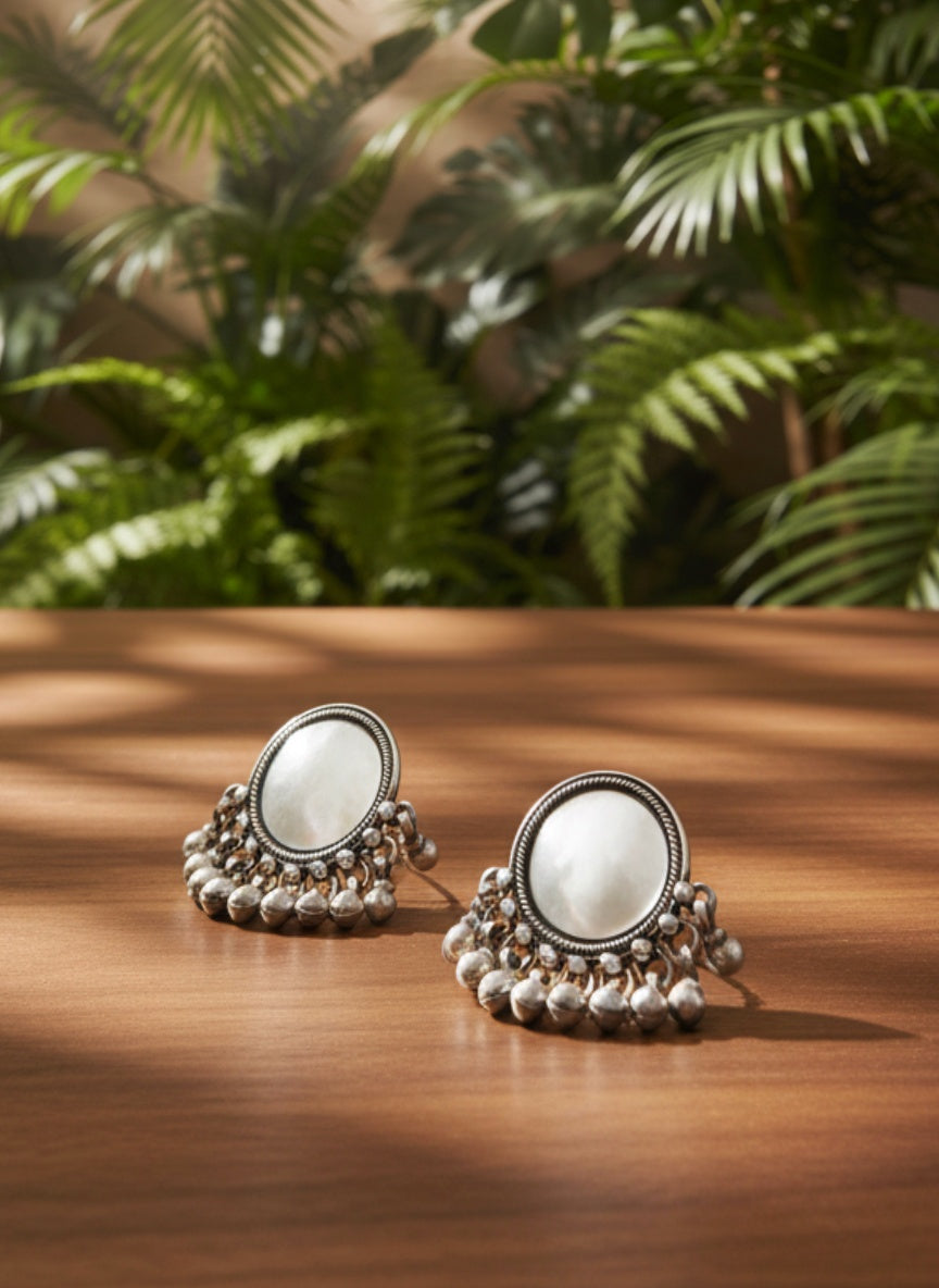 Tribal Ethnic Coin 92.5 Silver Studs Earring - Handcrafted