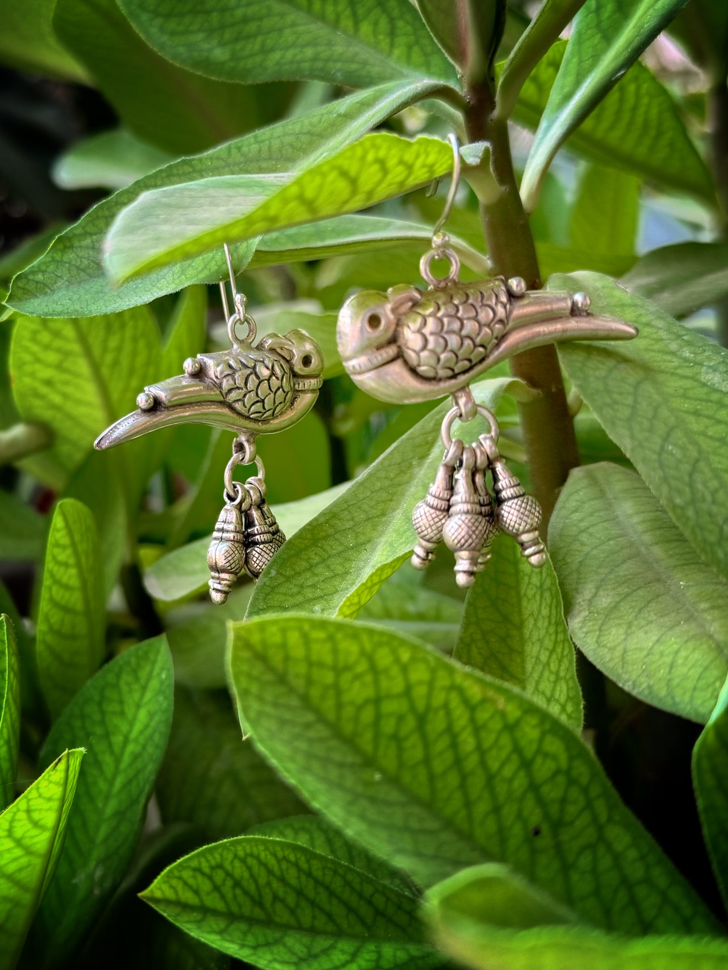 Tribal Rustic Parrot Hanging Earrings