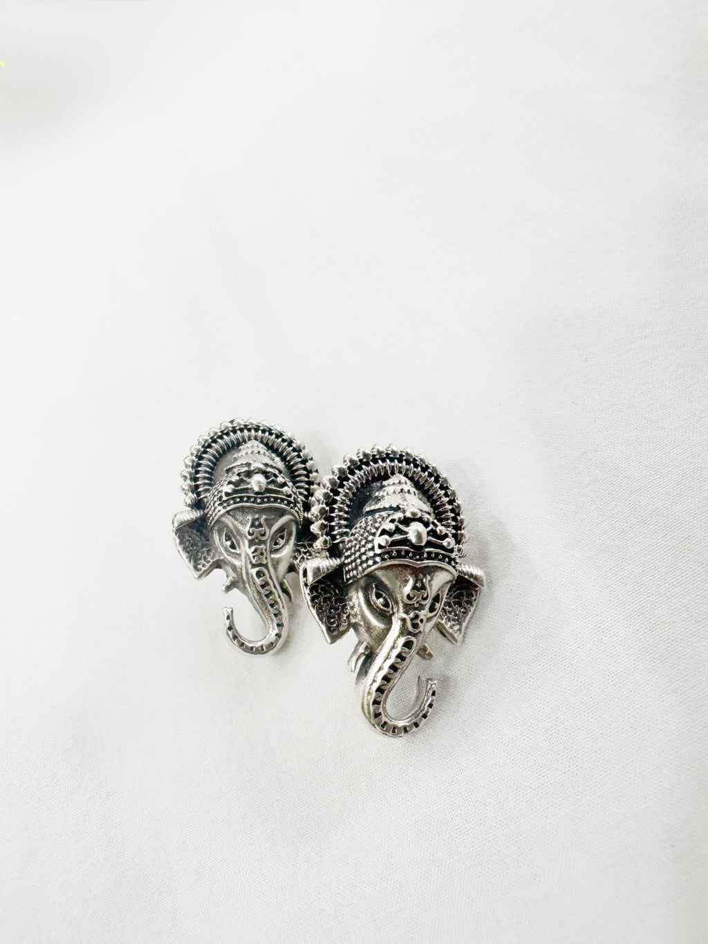 Vighnaharta 92.5 Silver Ganesha Studs - Temple Earrings Handcrafted