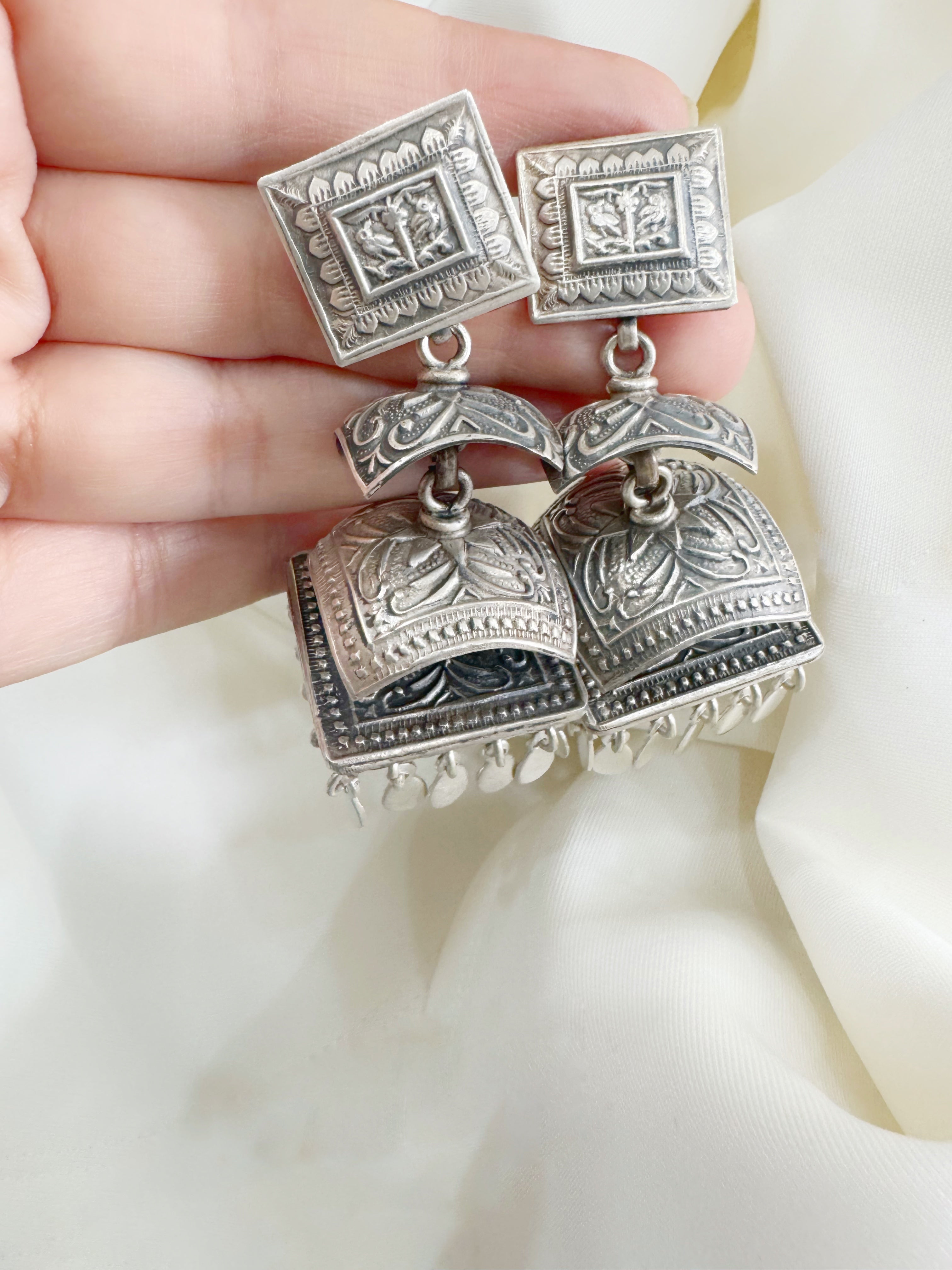 Tribal Rustic Vanika Dangler Earrings 92.5 Silver