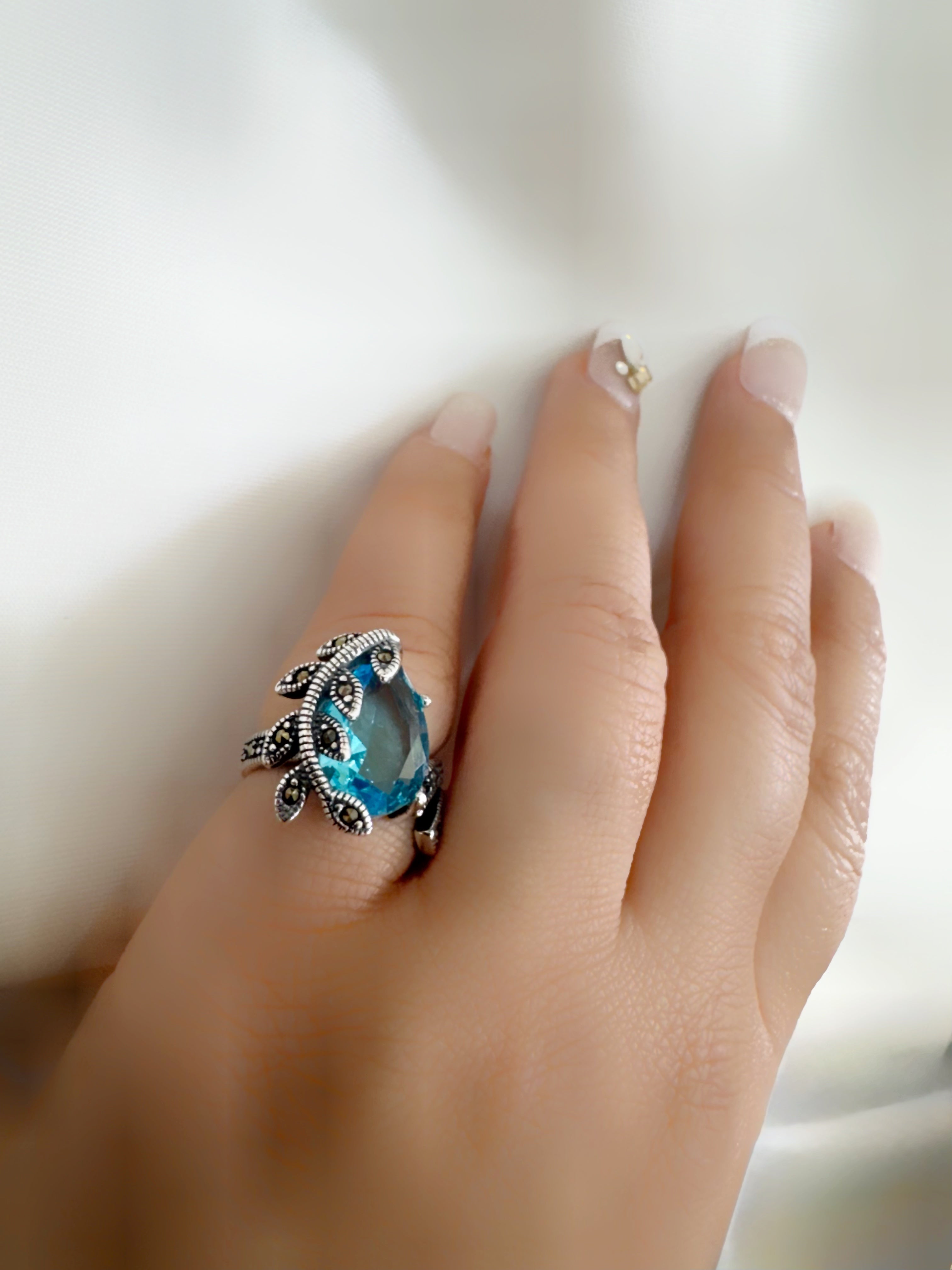 Marcasite Blue Fern 92.5 SilverRing