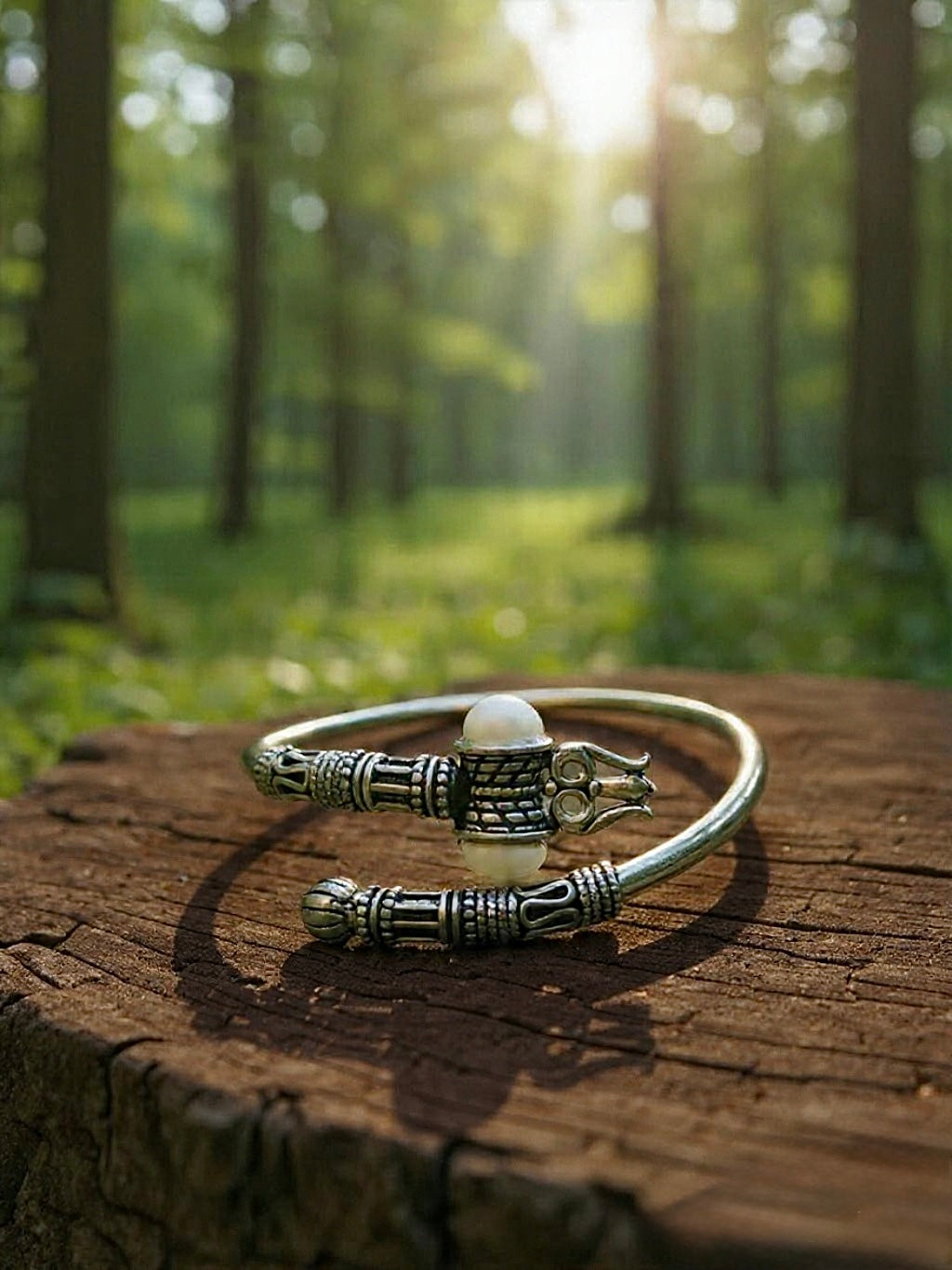 Shivsutra - Shiva Trishul And Damroo 925 Handcrafted Open Bracelet