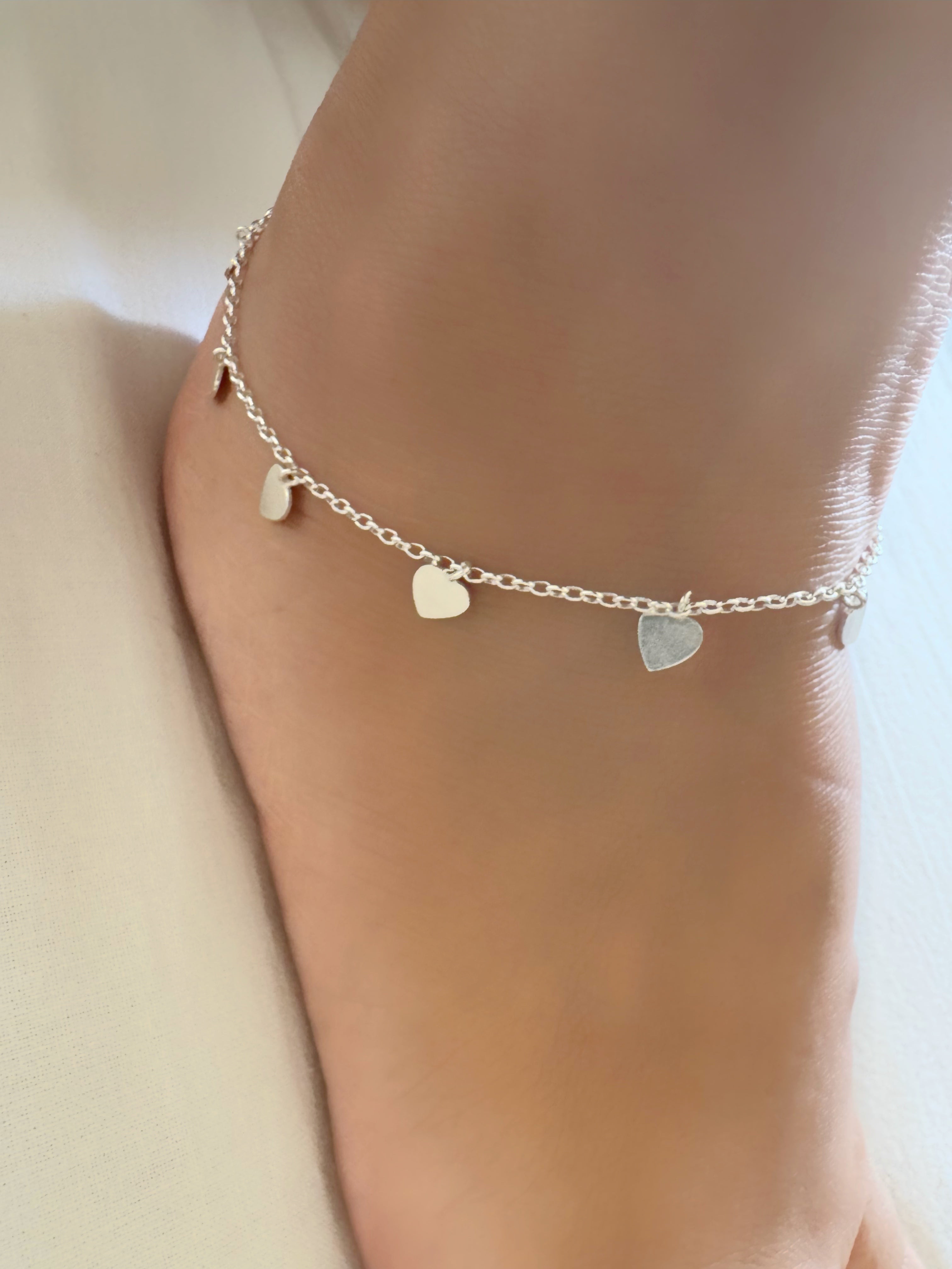 Sagarika – Little Hearts Anklet 92.5 Silver (Single Piece)