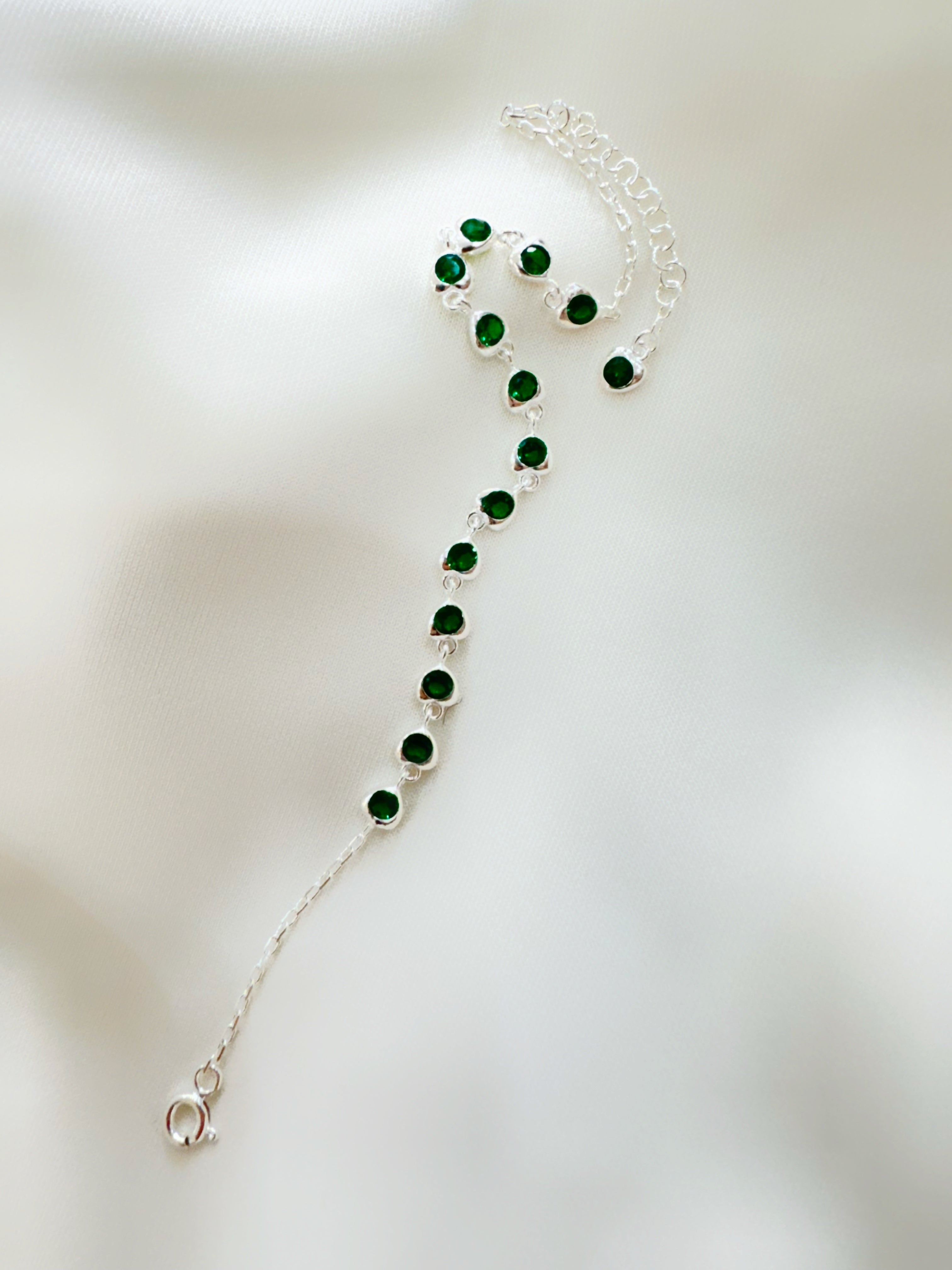 Eira Sitara – 92.5 Silver CZ Heartstones Line Minimalistic Bracelet