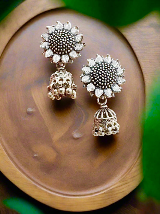 The Sunshine Jhumki 92.5 Silver Earrings - Handcrafted