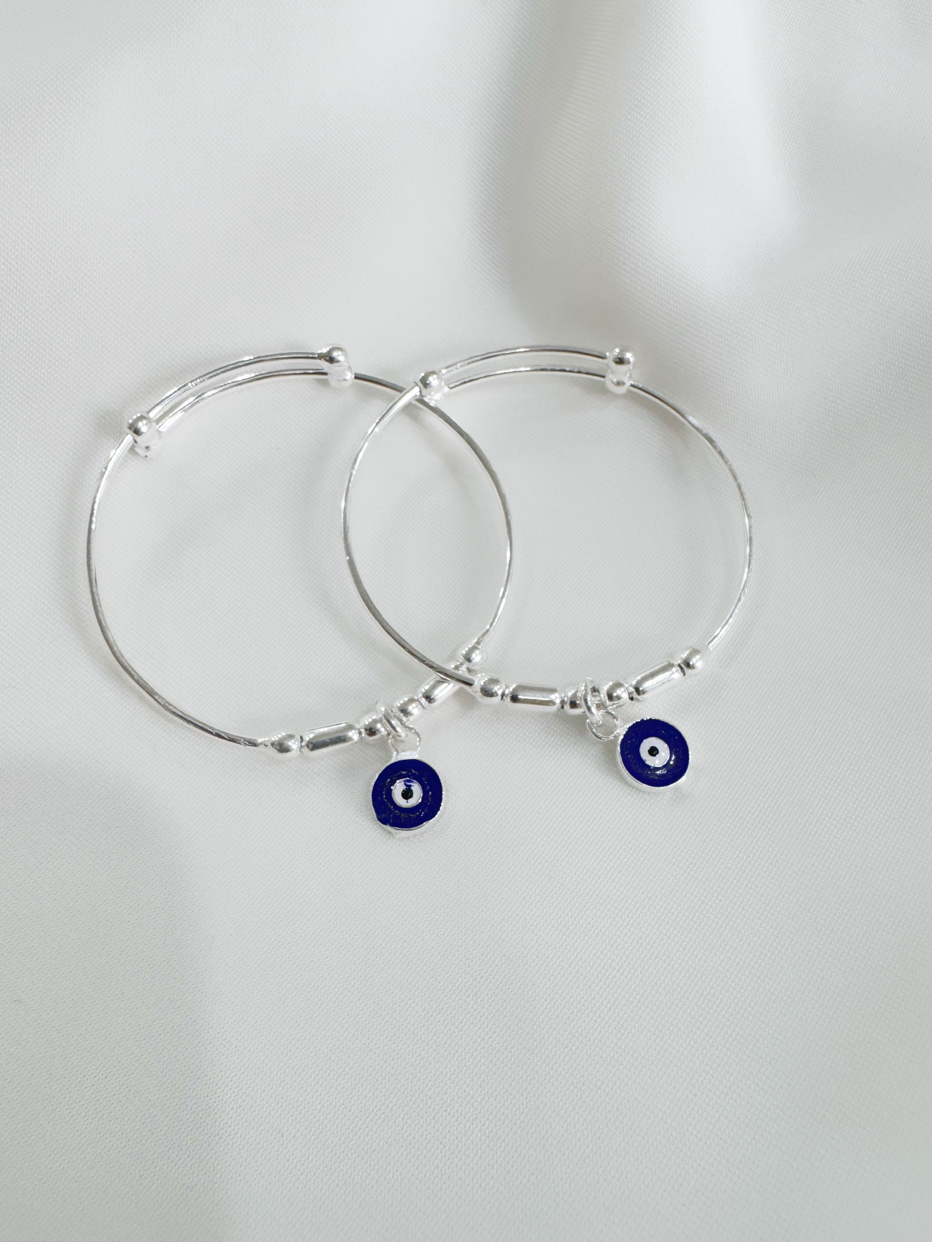 92.5 Silver Evil Eye Adjustable Size Nazaria Set for Kids