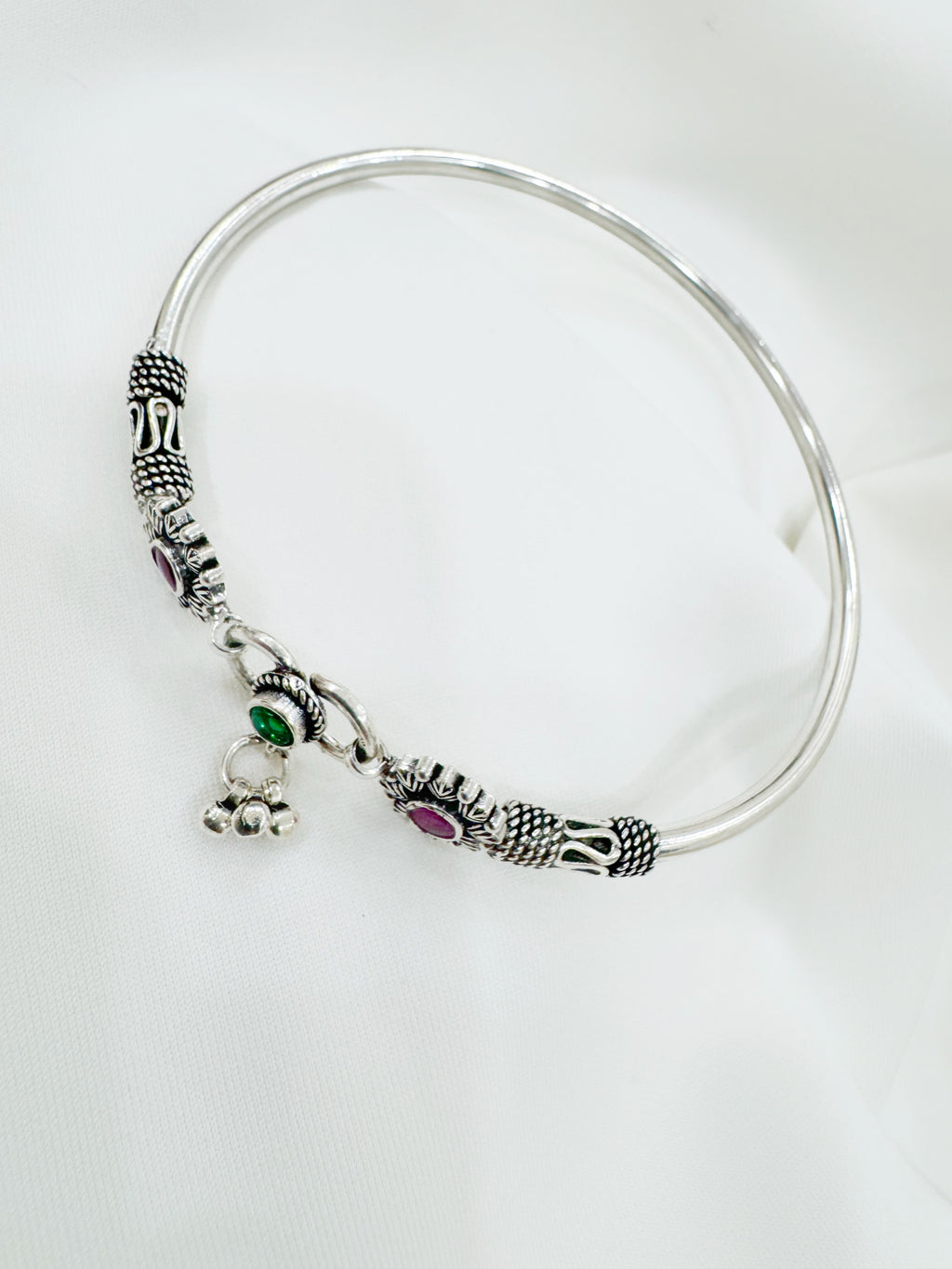 Pushpita 92.5 Silver Handcrafted Kada Anklet (Single Piece)