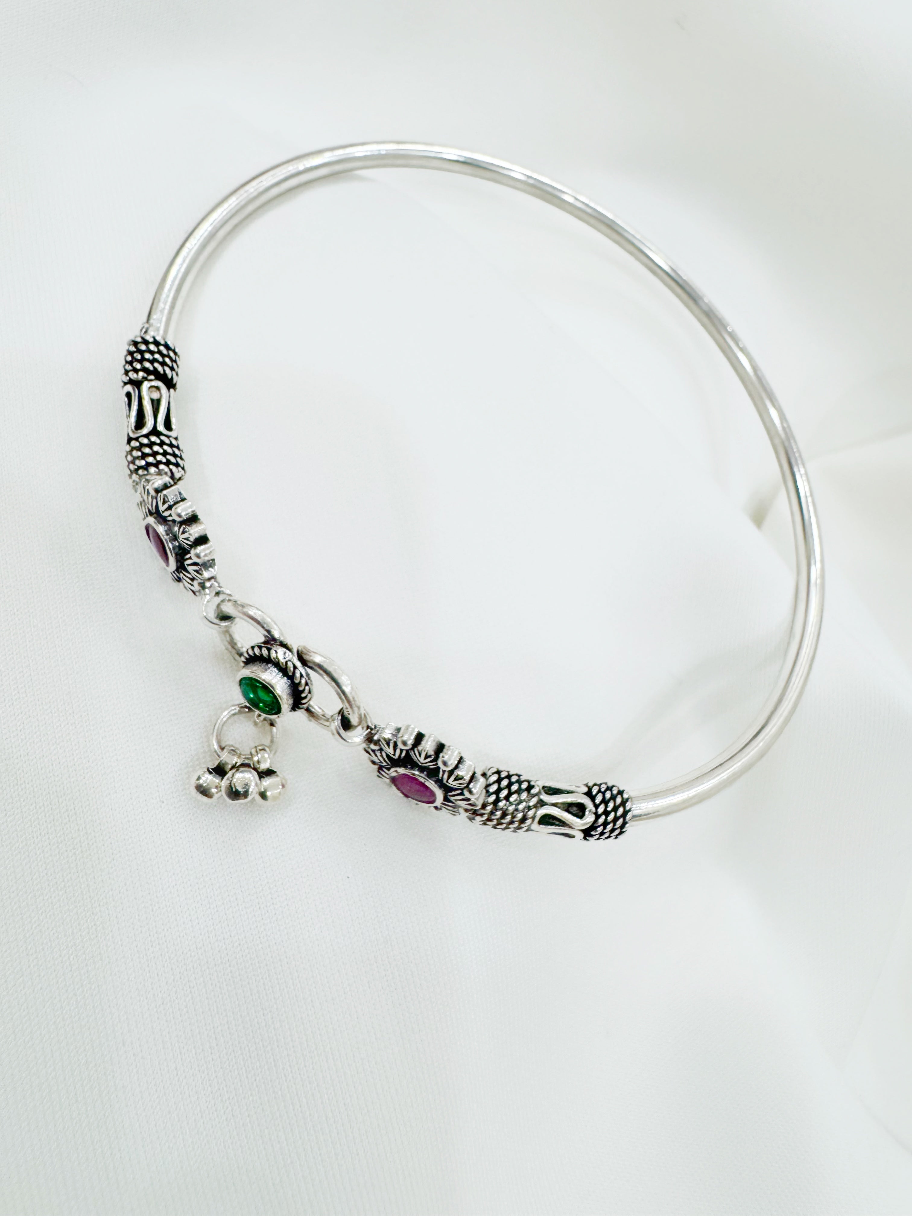 Pushpita 92.5 Silver Handcrafted Kada Anklet (Single Piece)