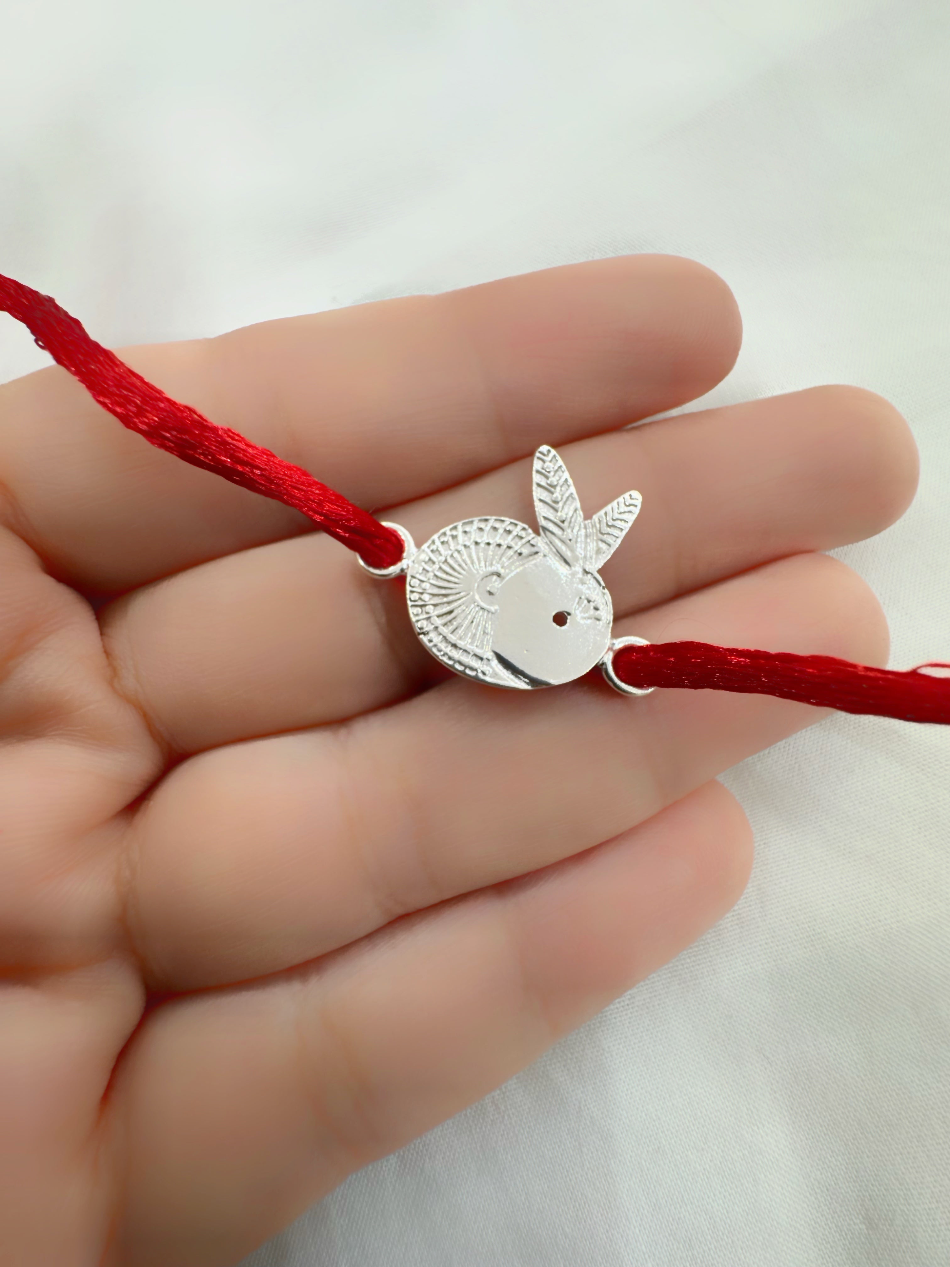 Kids Handcrafted Bunny Rabbit Rakhi in Pure 925 Silver