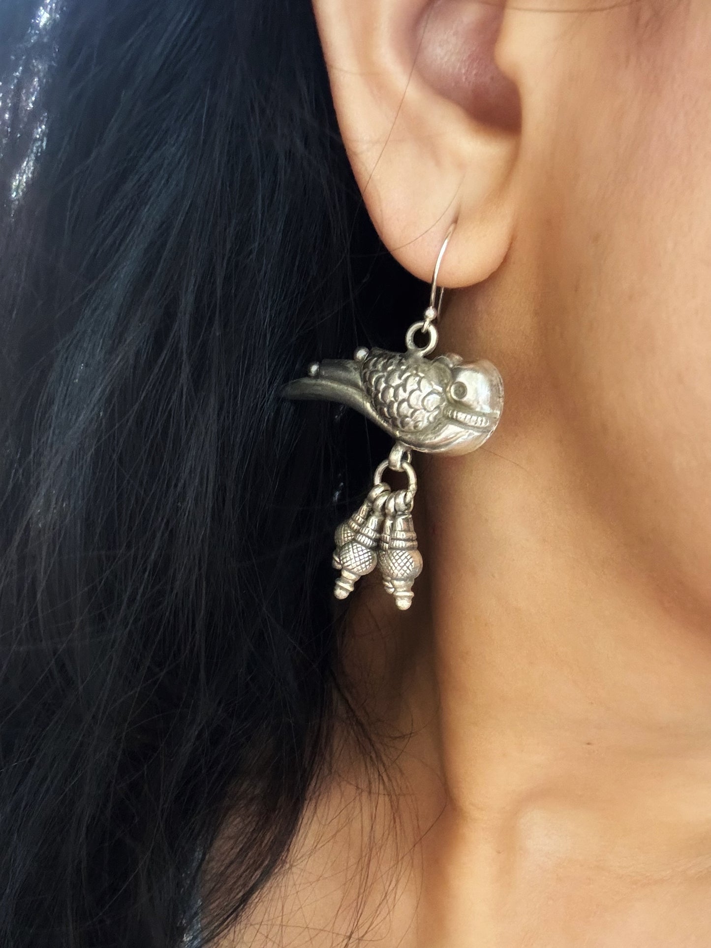 Tribal Rustic Parrot Hanging Earrings