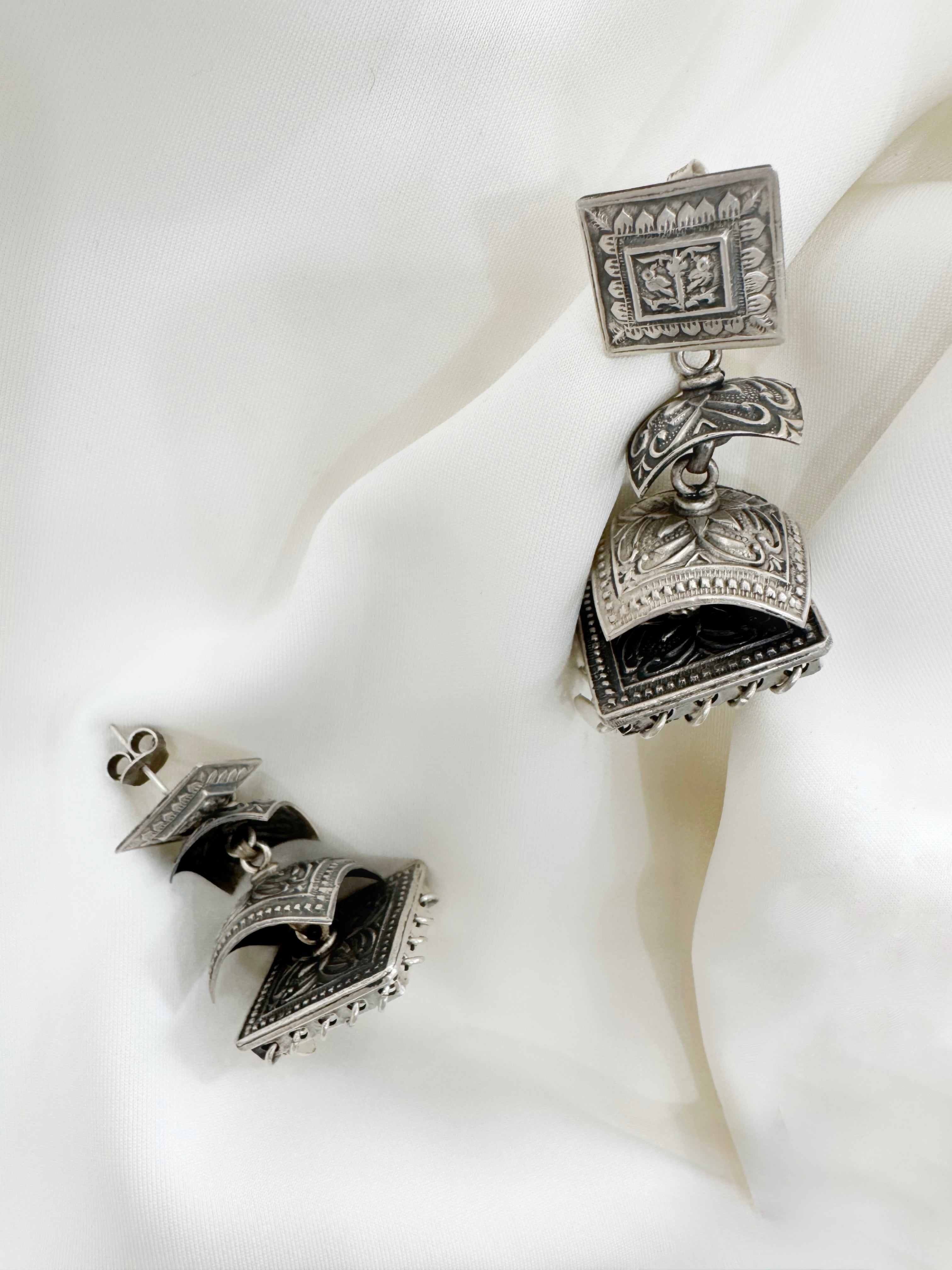 Tribal Rustic Vanika Dangler Earrings 92.5 Silver