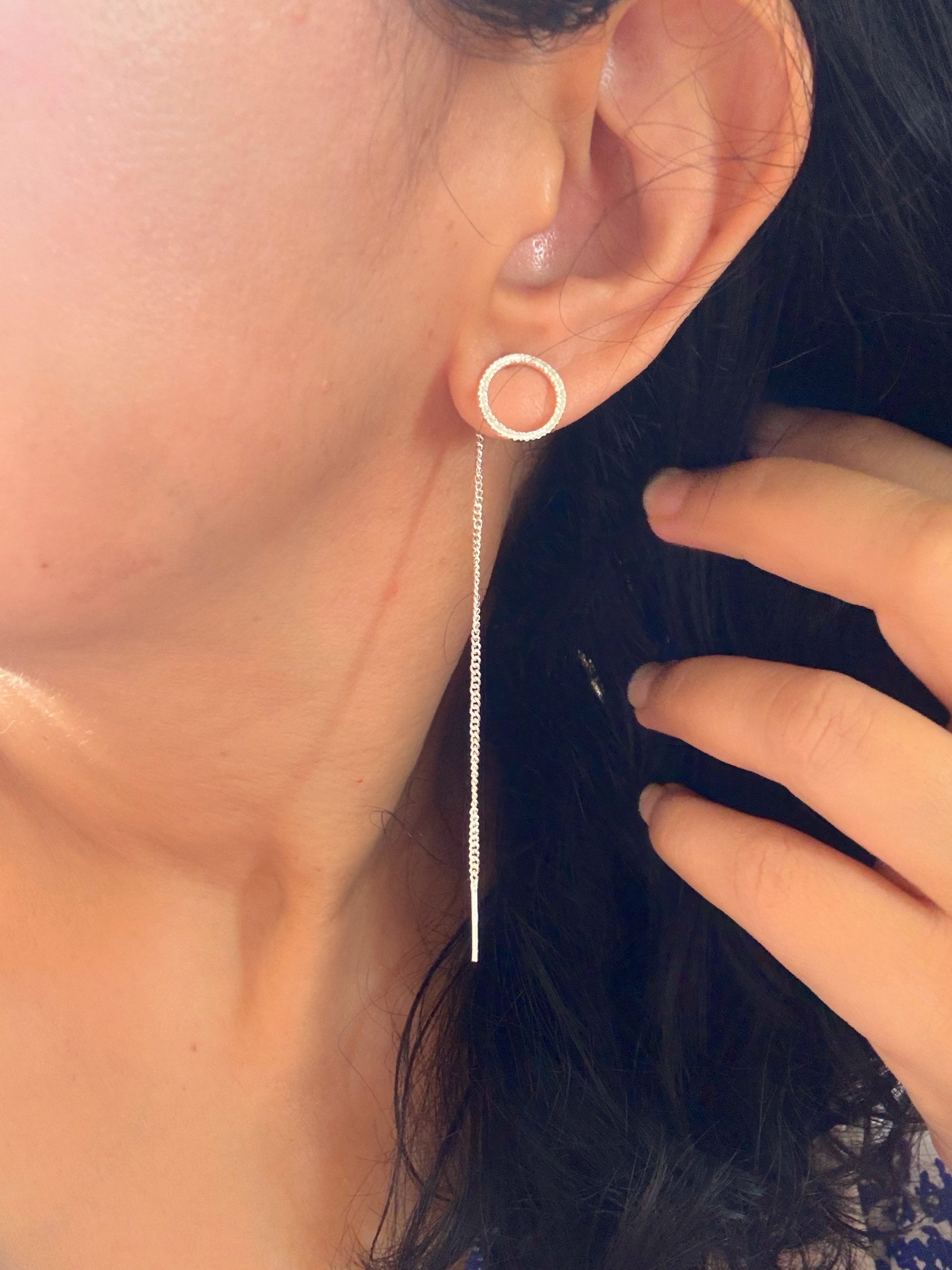 Jyoti Chakra Handcrafted 92.5 Silver Sui Dhaga Threader Earrings