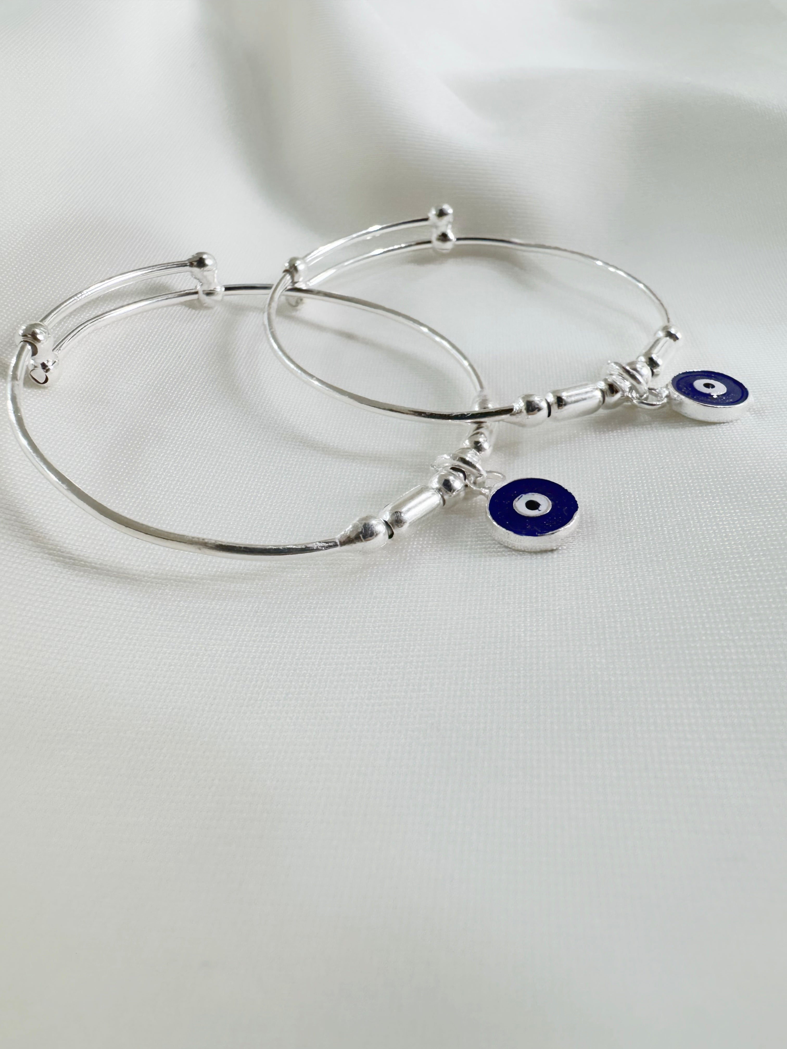 92.5 Silver Evil Eye Adjustable Size Nazaria Set for Kids