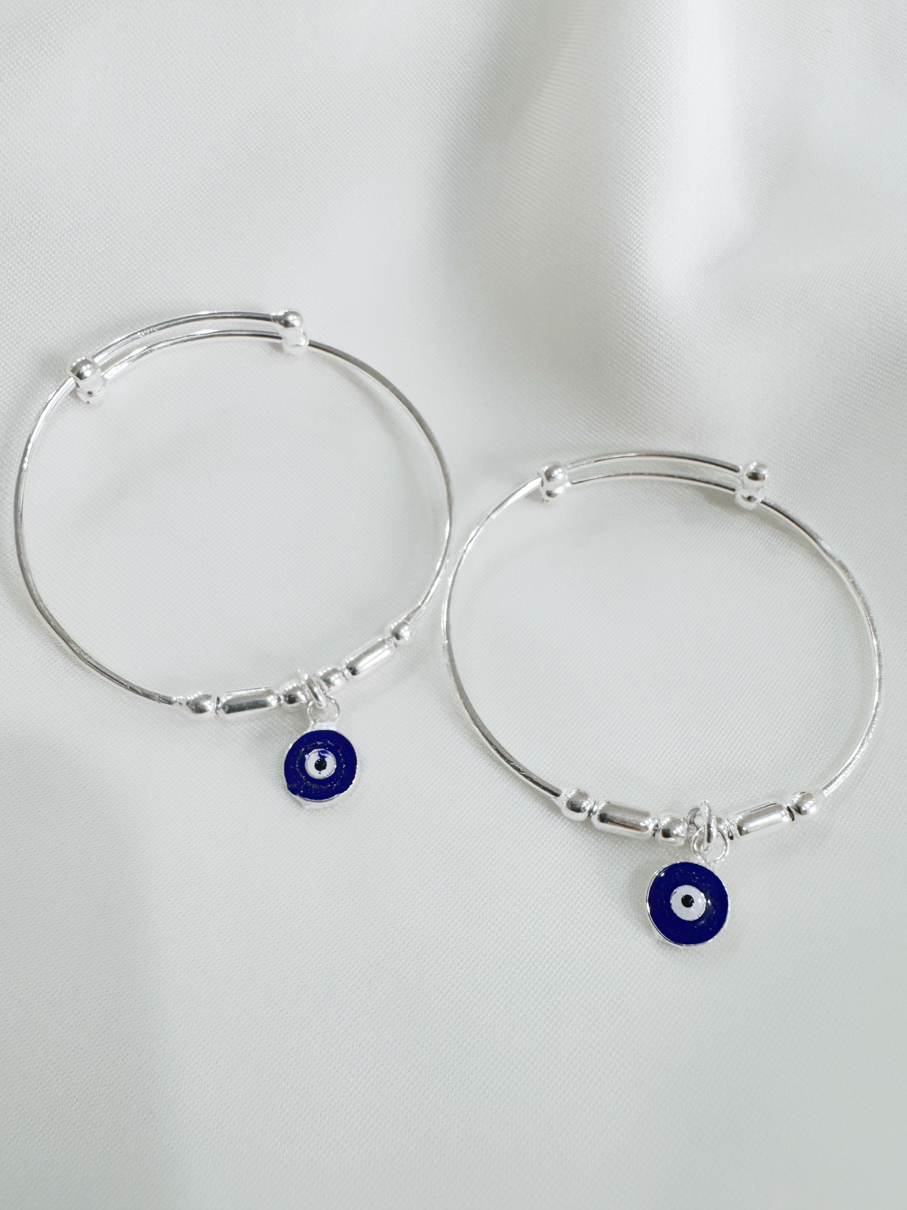 92.5 Silver Evil Eye Adjustable Size Nazaria Set for Kids