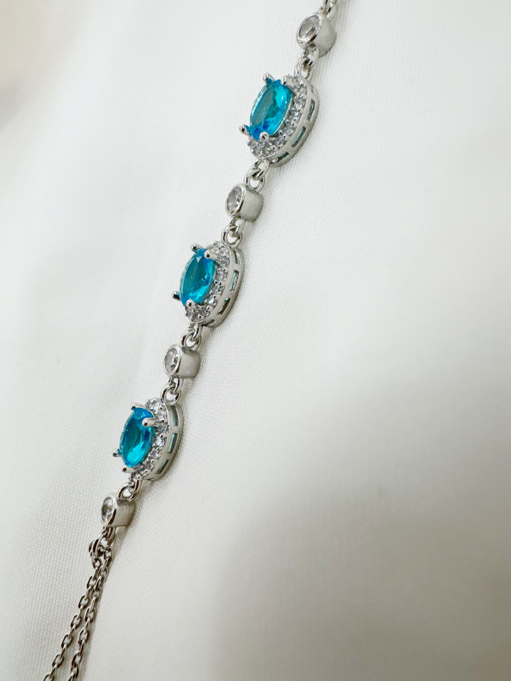 Neelam – 92.5 Silver Oceanic Blue Statement Bracelet