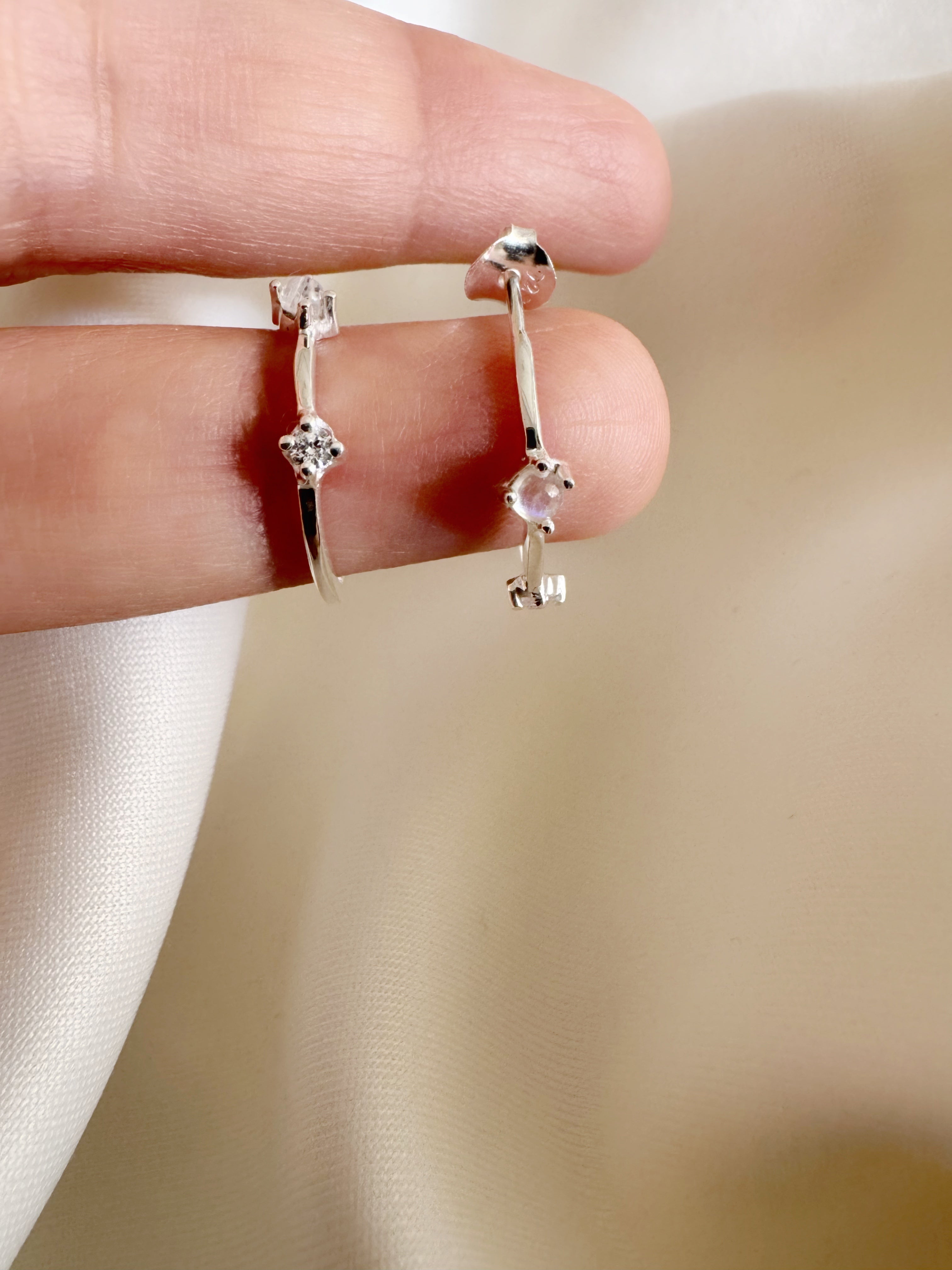 92.5 Silver Small Half Loop Earrings