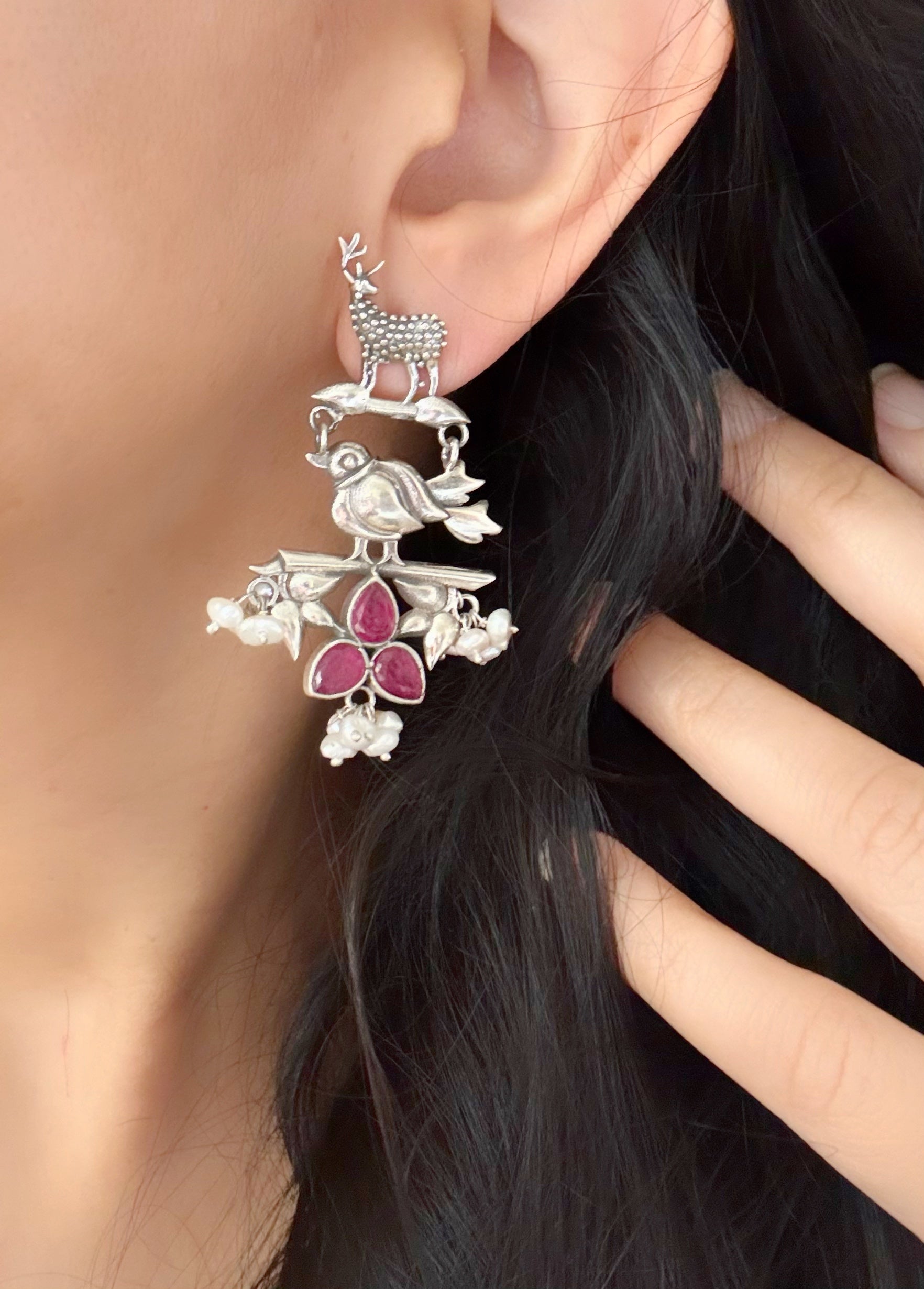 Vanraagini 92.5 Silver Earrings - Handcrafted