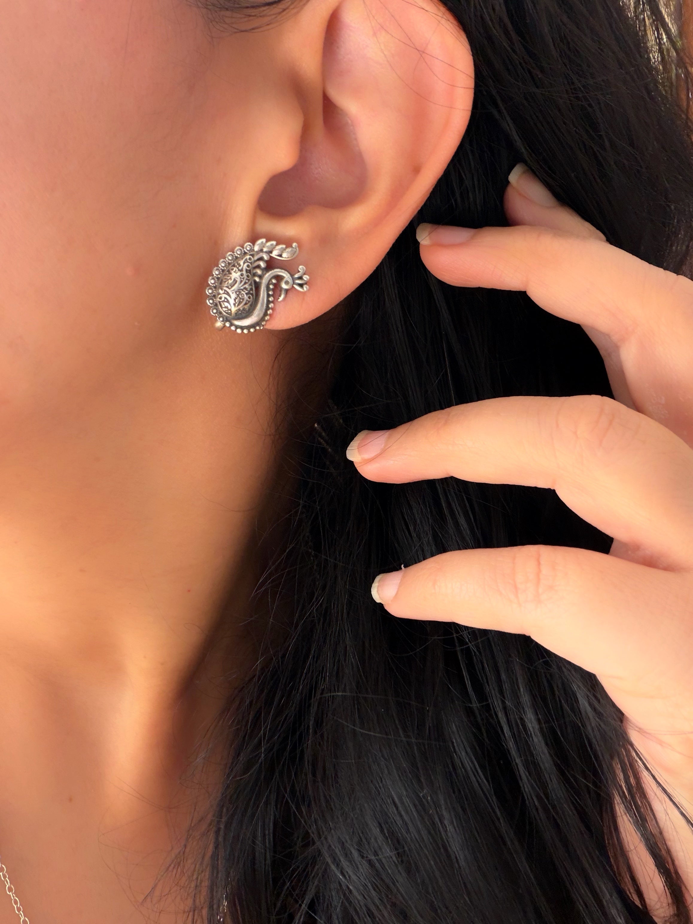 Morni Chitai Jhumkas 92.5 Silver 3-in-1 Earrings- Handcrafted