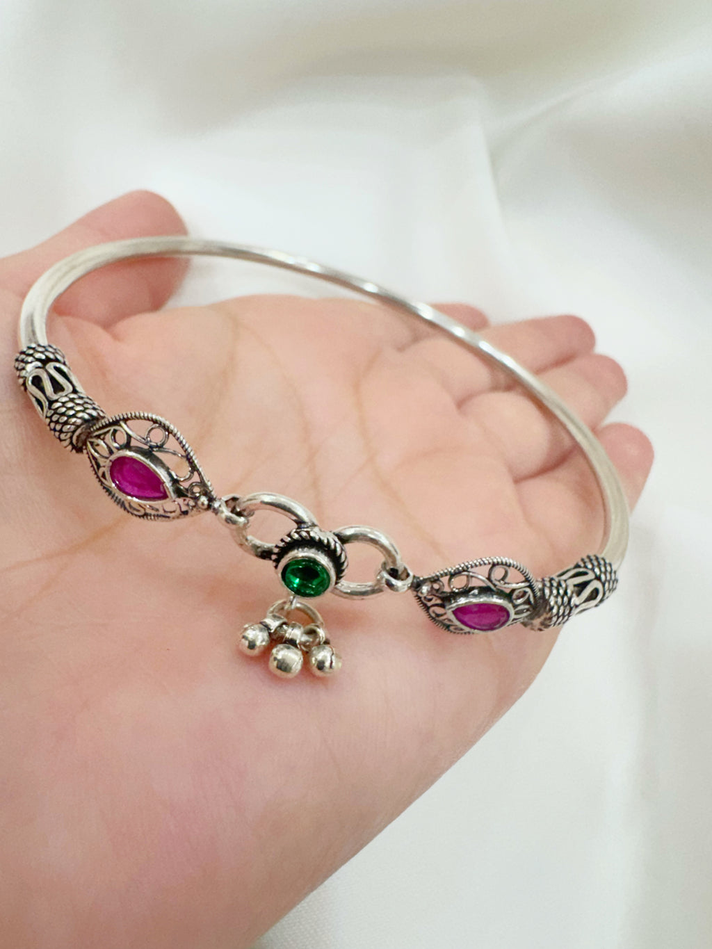 Ratna 92.5 Silver Handcrafted Kada Anklet (Single Piece)