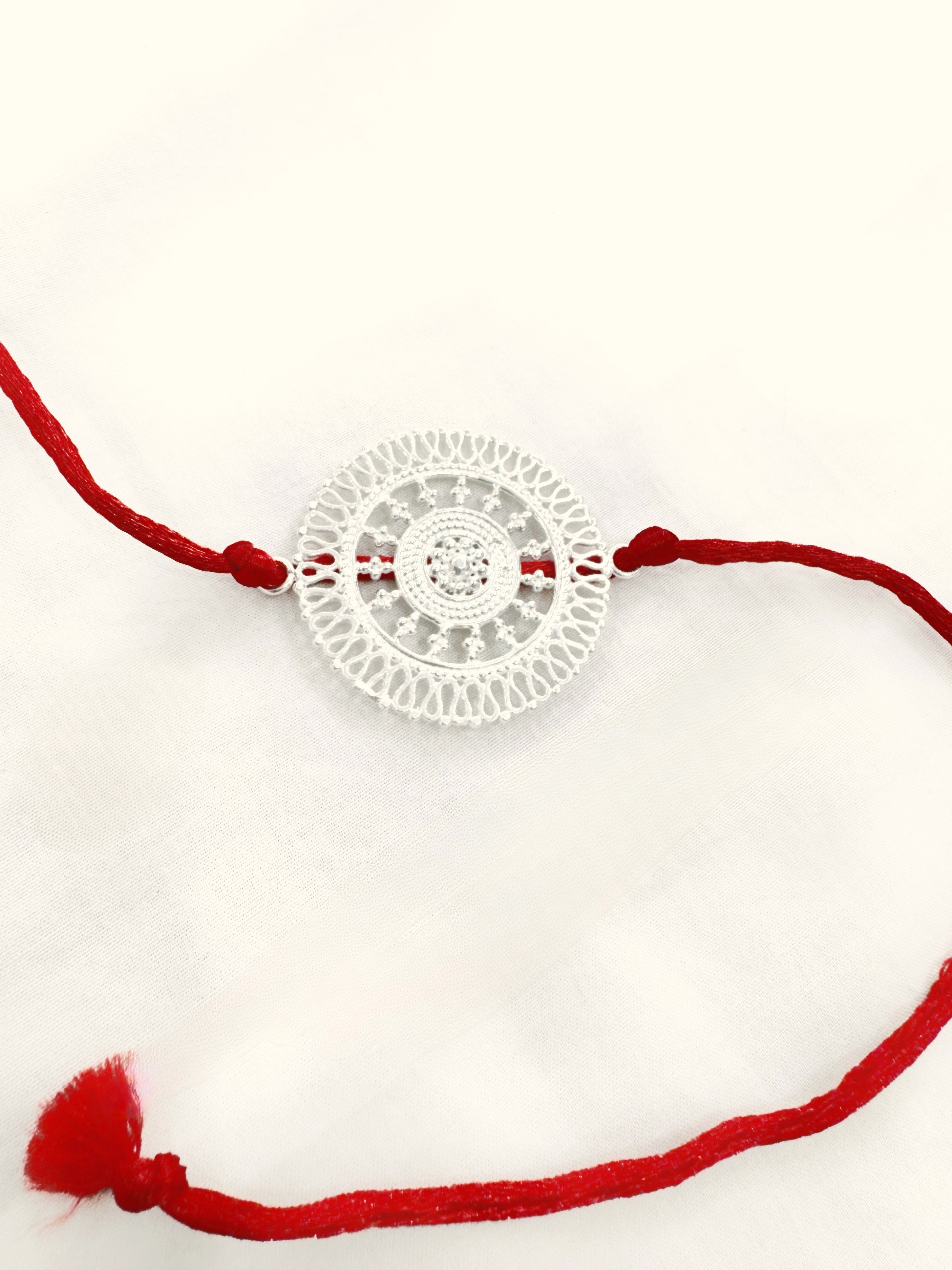 Kaarigari Mandala Handcrafted Rakhi in Pure 92.5 Silver