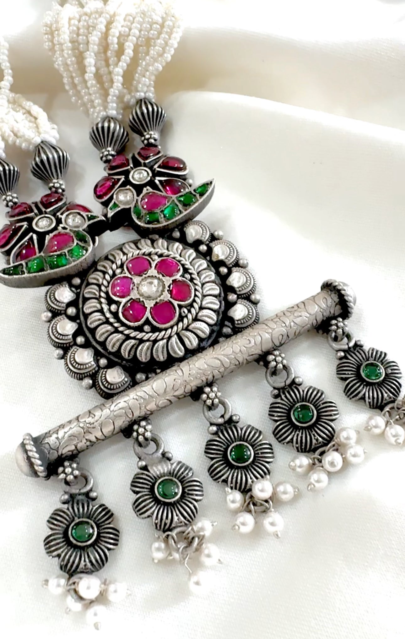 Maharani Phoolmoti Rani Haar Set – 92.5 Silver Temple Jewelry