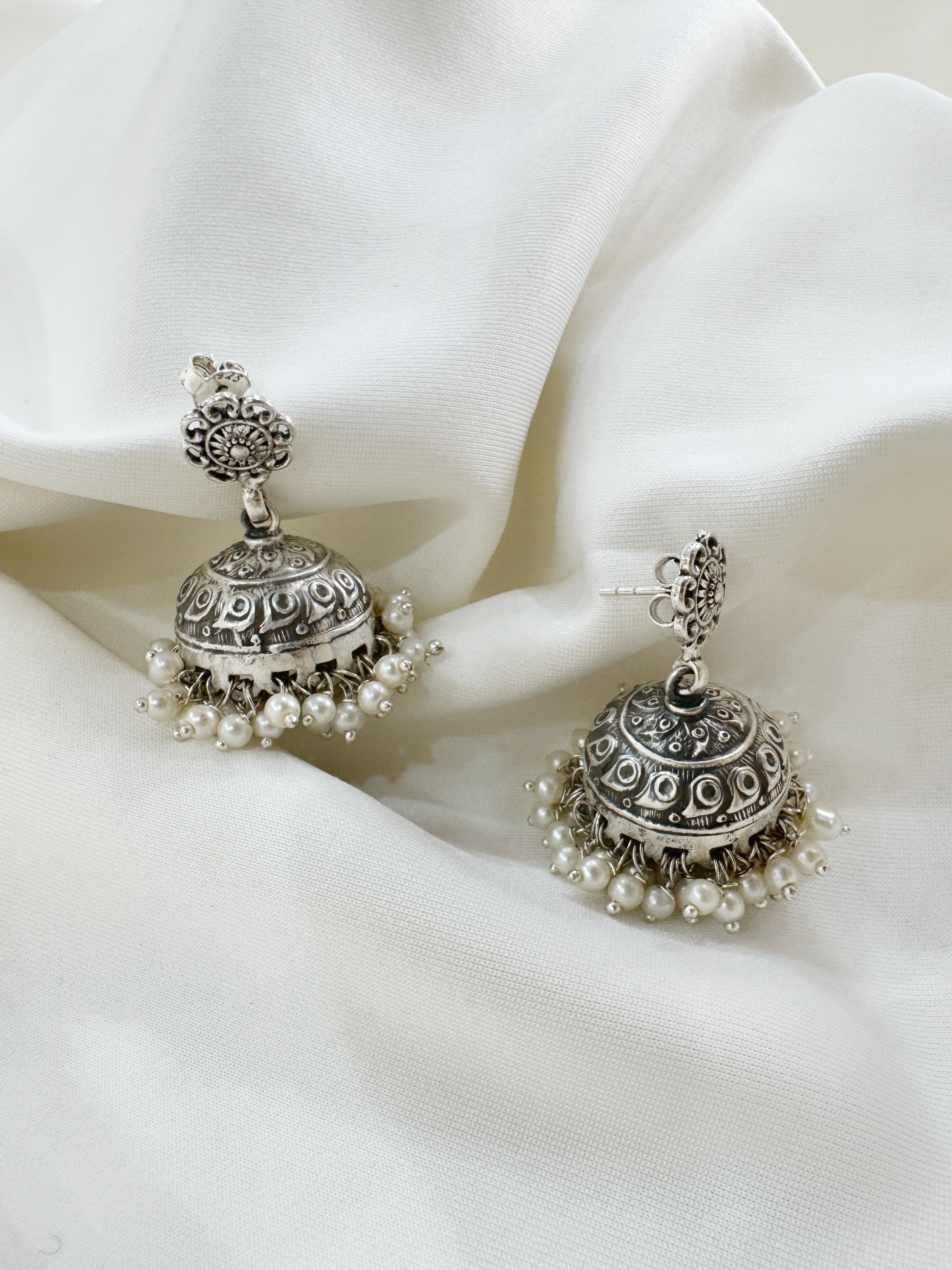 Rajasi Pearl Dome Jhumkis Earrings in 92.5 Silver