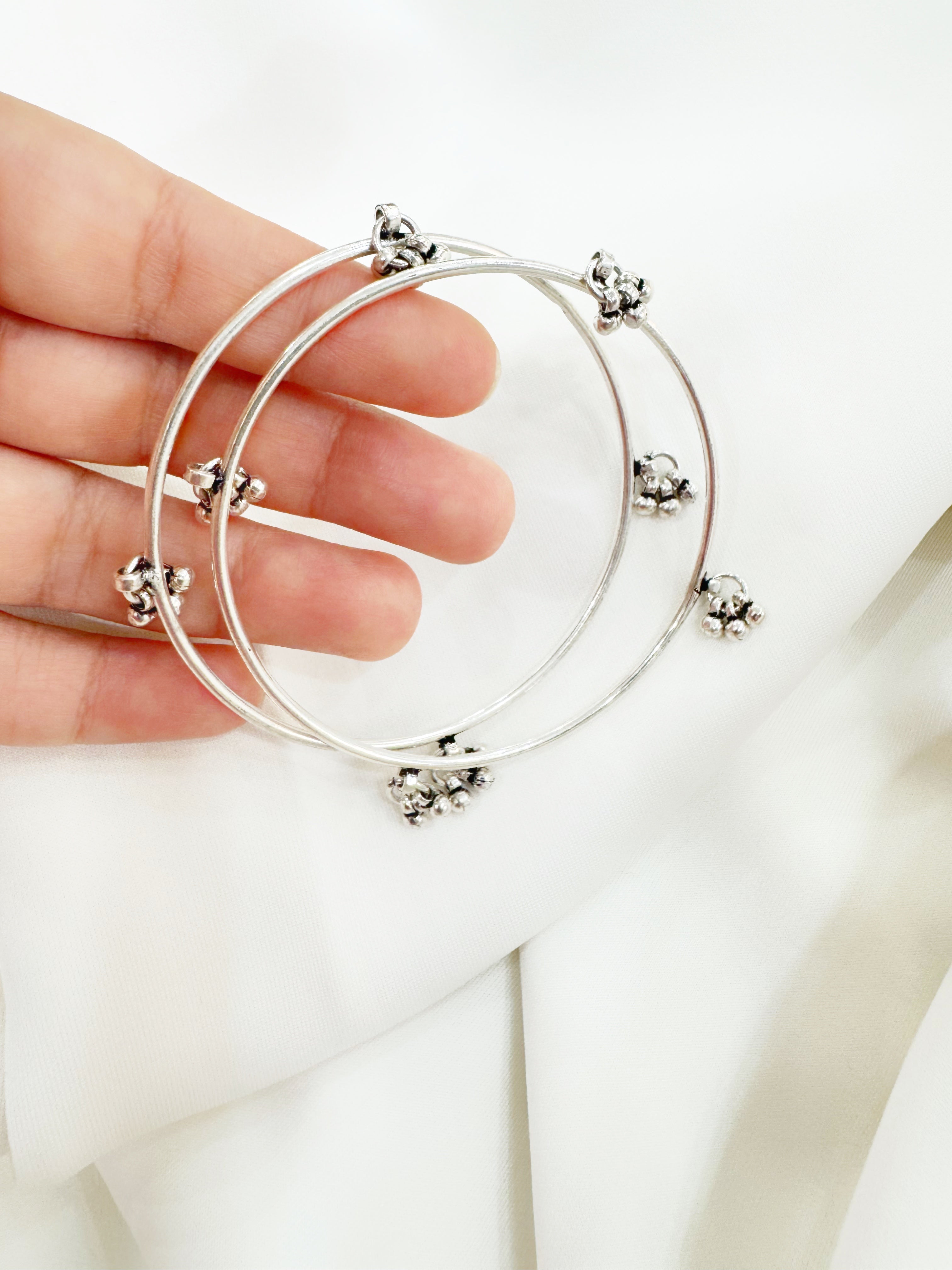 Pair of 92.5 Silver Ghunghroo Bangles