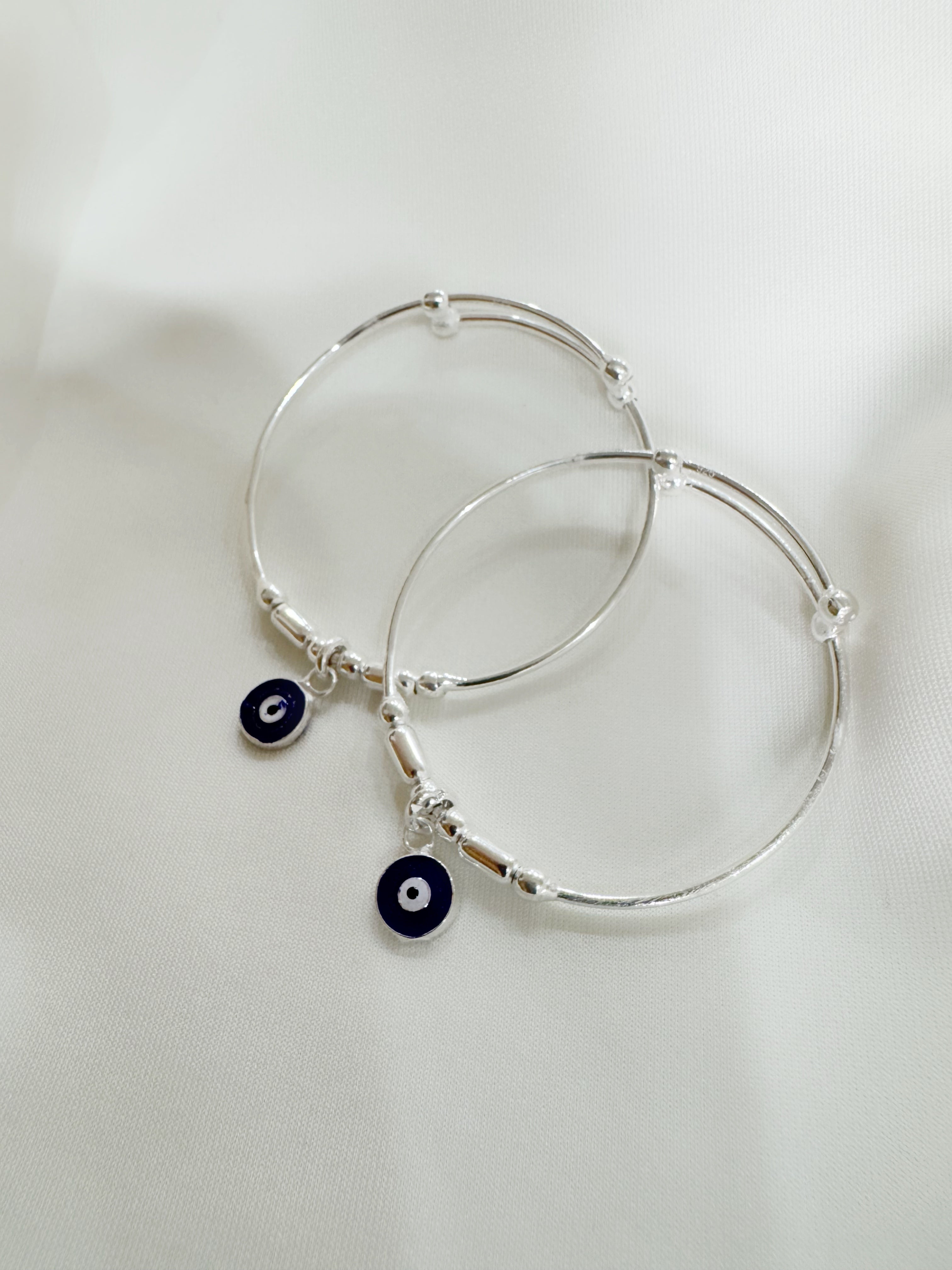 92.5 Silver Evil Eye Adjustable Size Nazaria Set for Kids