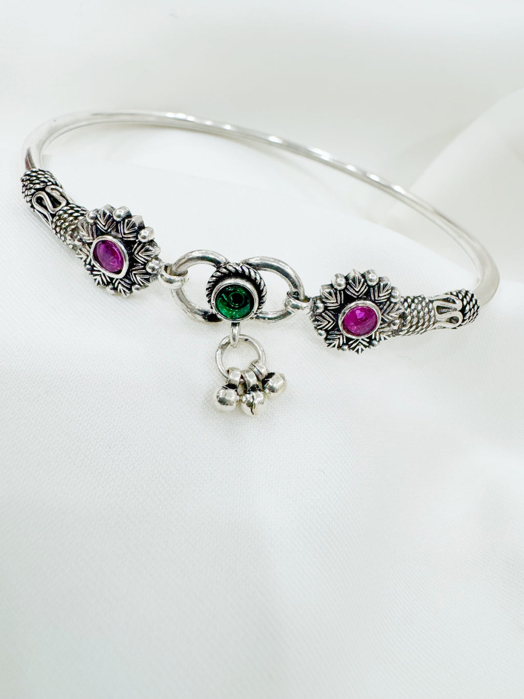 Pushpita 92.5 Silver Handcrafted Kada Anklet (Single Piece)