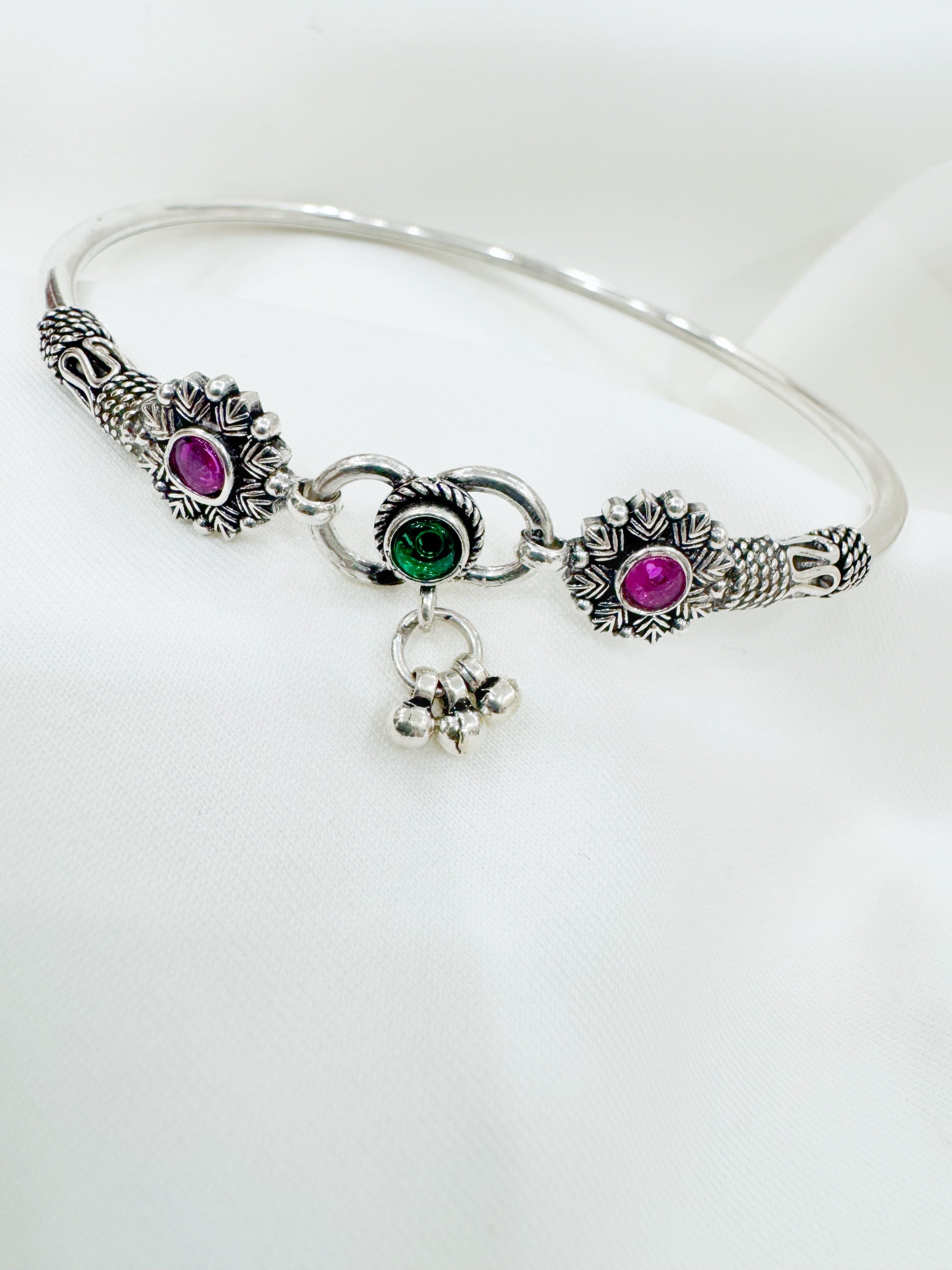 Pushpita 92.5 Silver Handcrafted Kada Anklet (Single Piece)