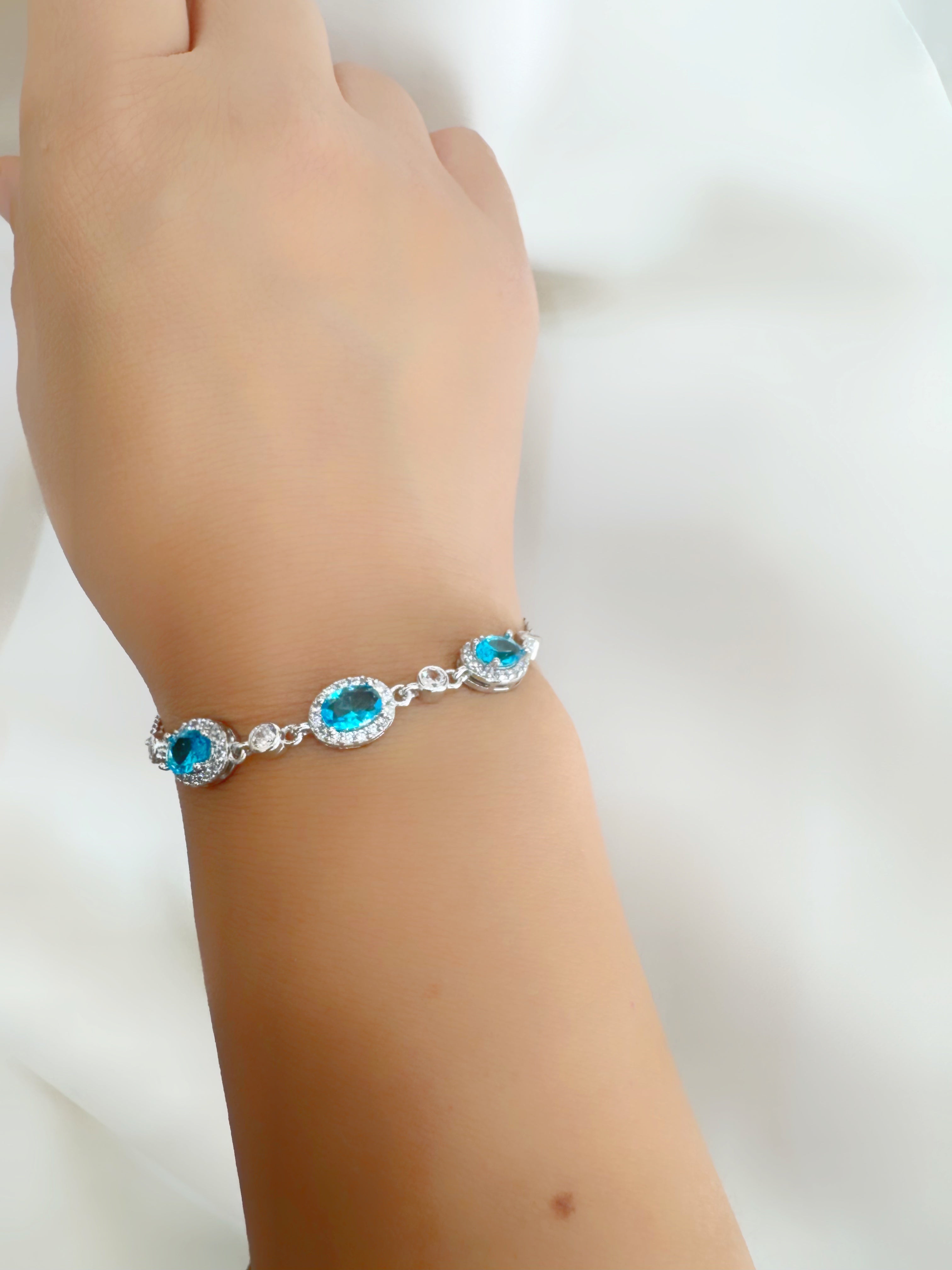 Neelam – 92.5 Silver Oceanic Blue Statement Bracelet