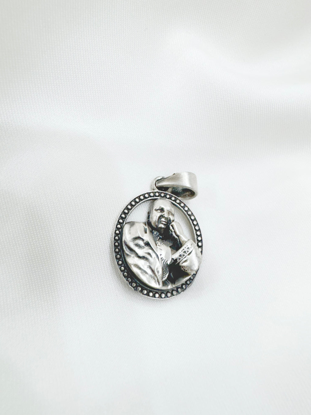 Guruji 92.5 Silver Handcrafted Oval Pendant (With or Without Chain)