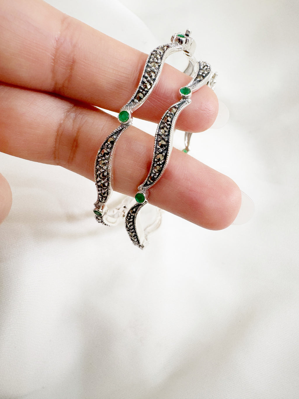 Marcasite Melody – 92.5 Silver Openable Bangle
