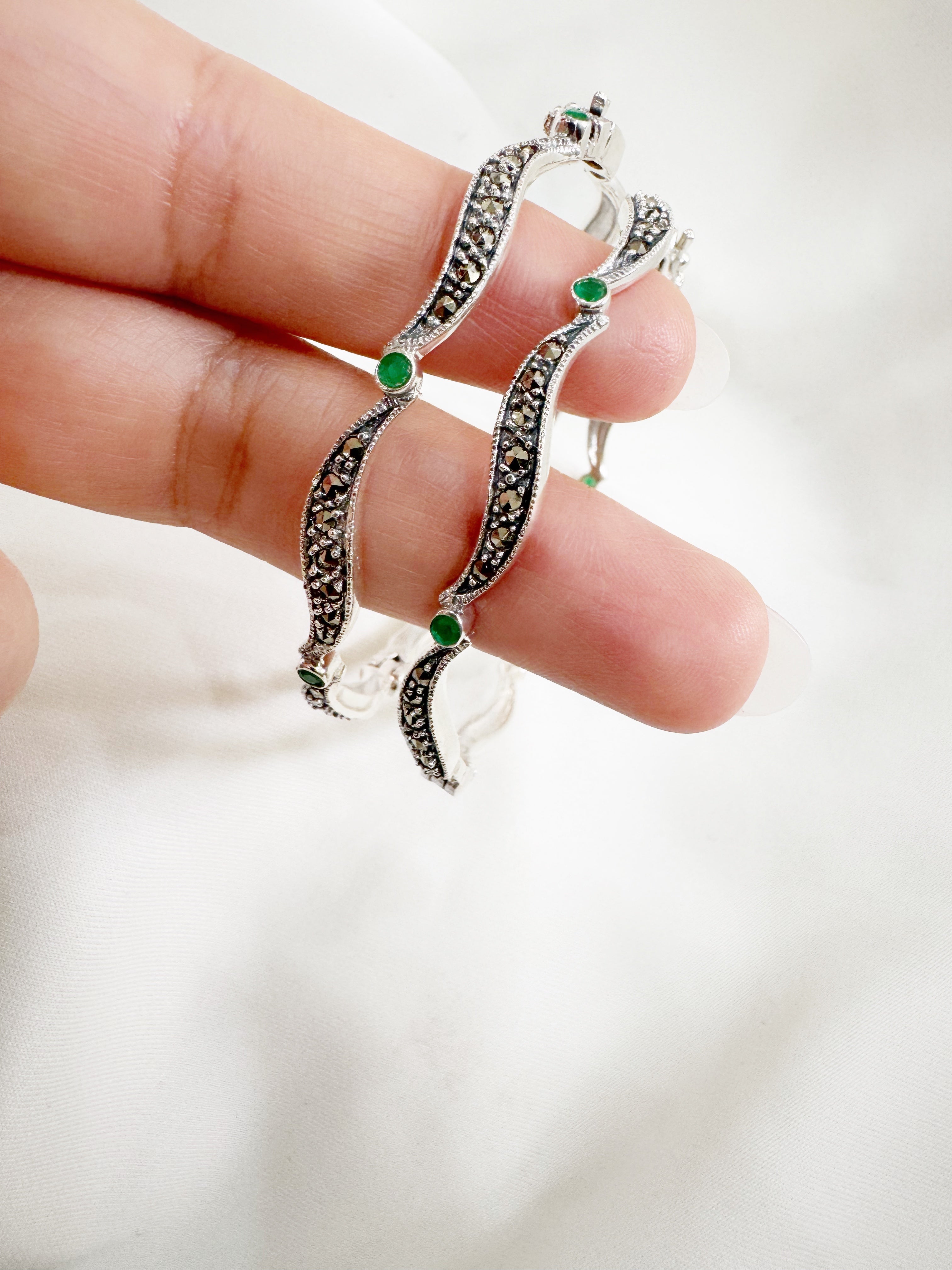 Marcasite Melody – 92.5 Silver Openable Bangle