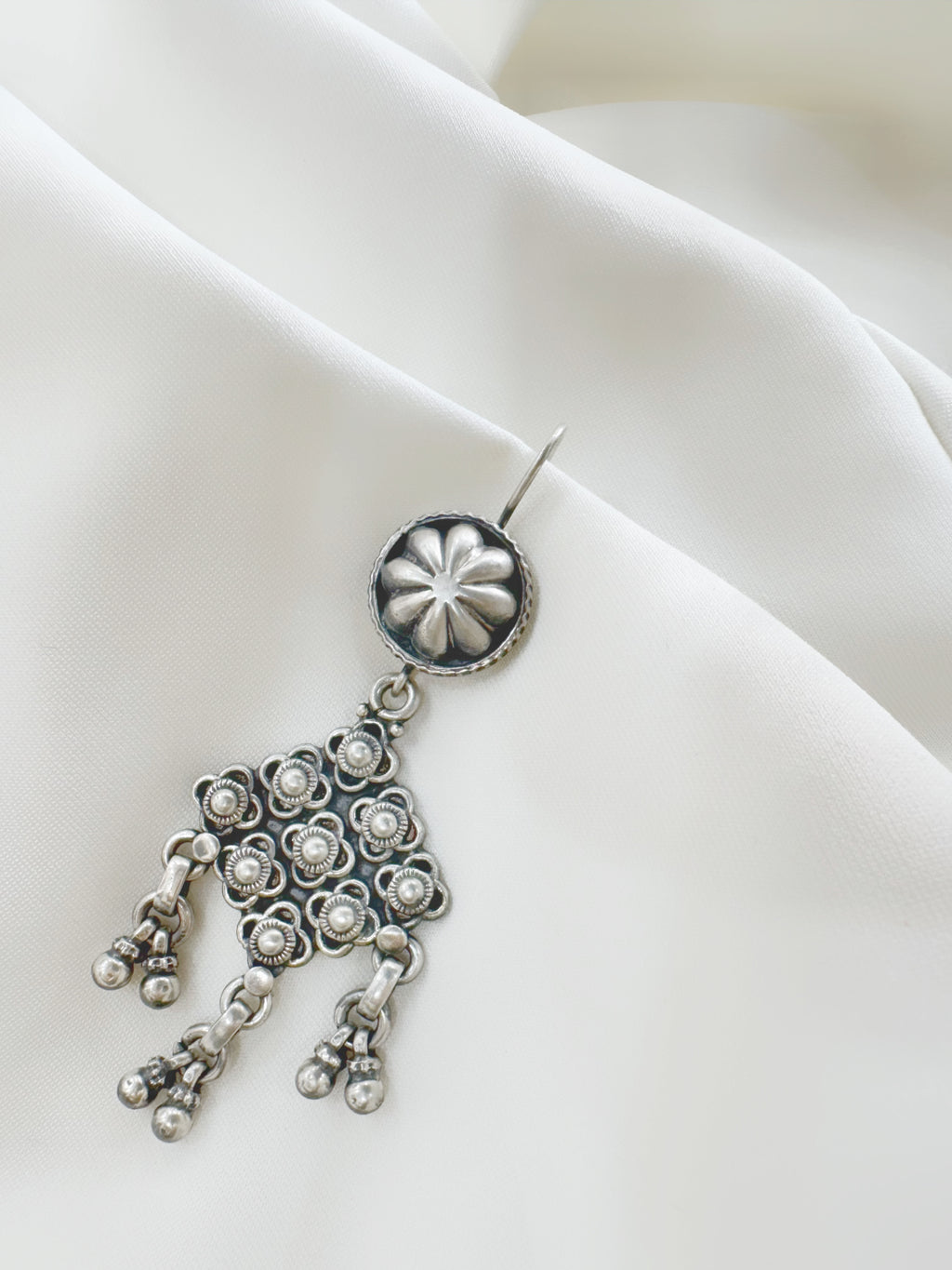 Tribal Nomadic Flower Cascade Earring 92.5 Silver
