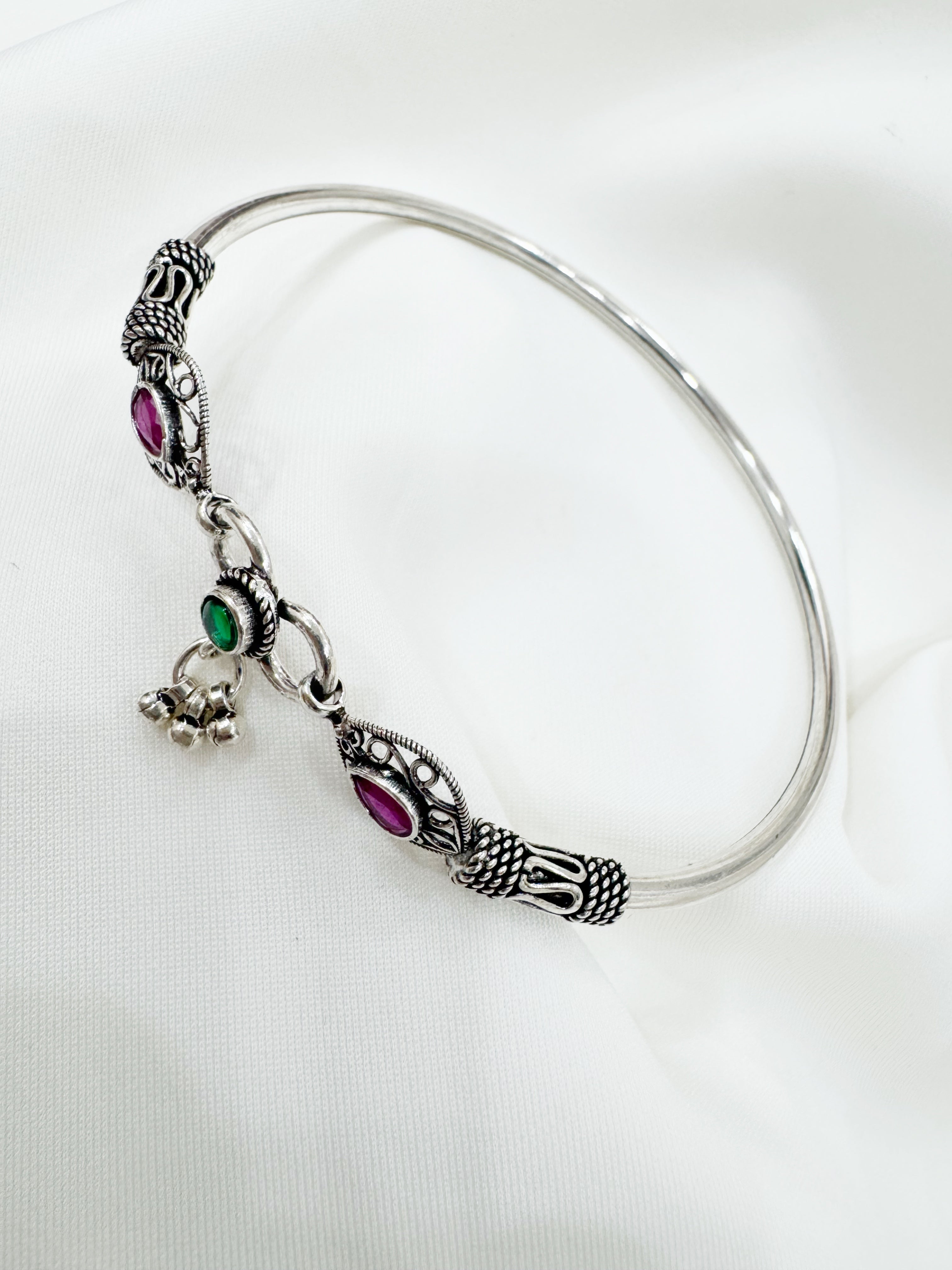 Ratna 92.5 Silver Handcrafted Kada Anklet (Single Piece)