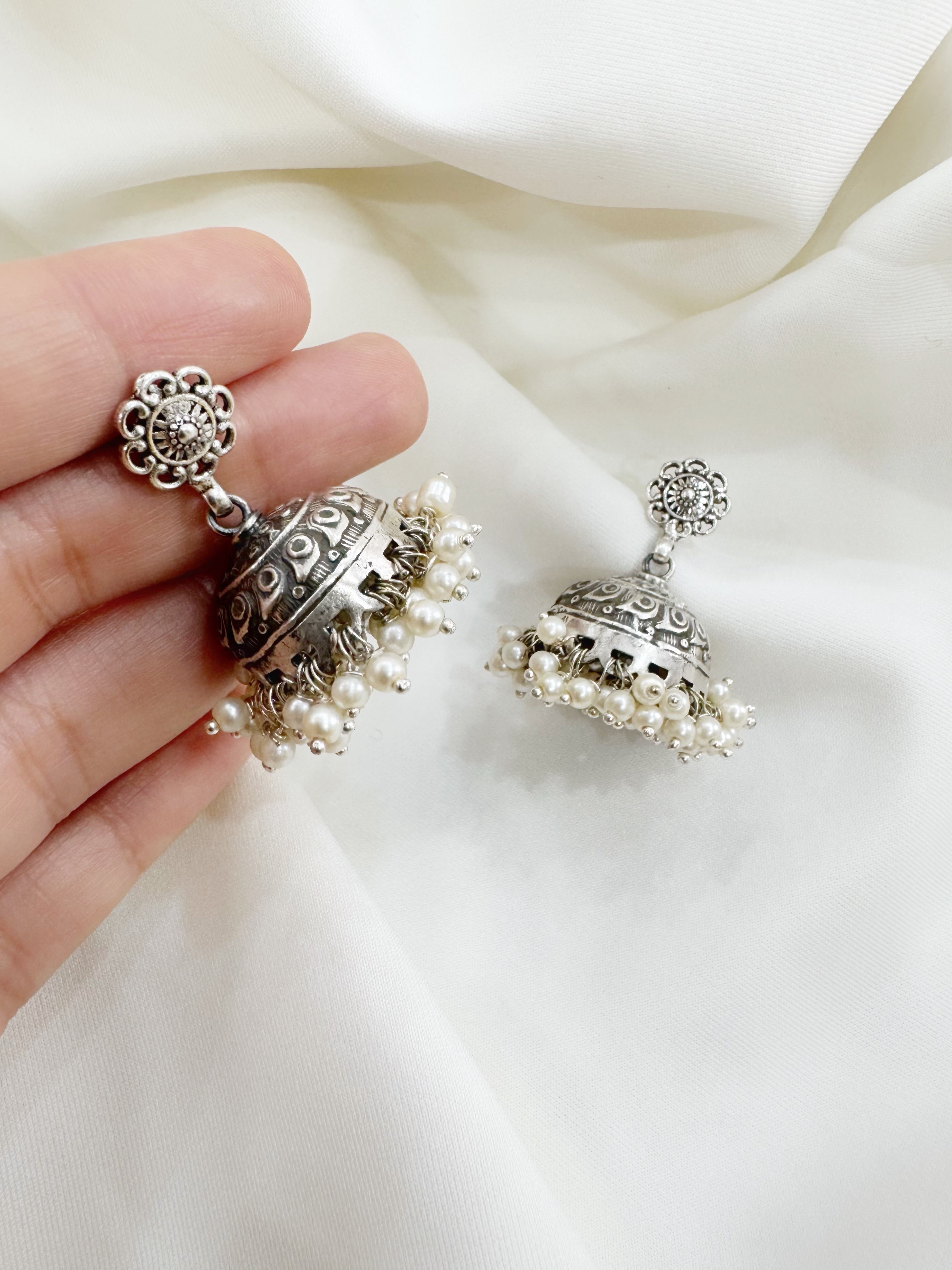 Rajasi Pearl Dome Jhumkis Earrings in 92.5 Silver