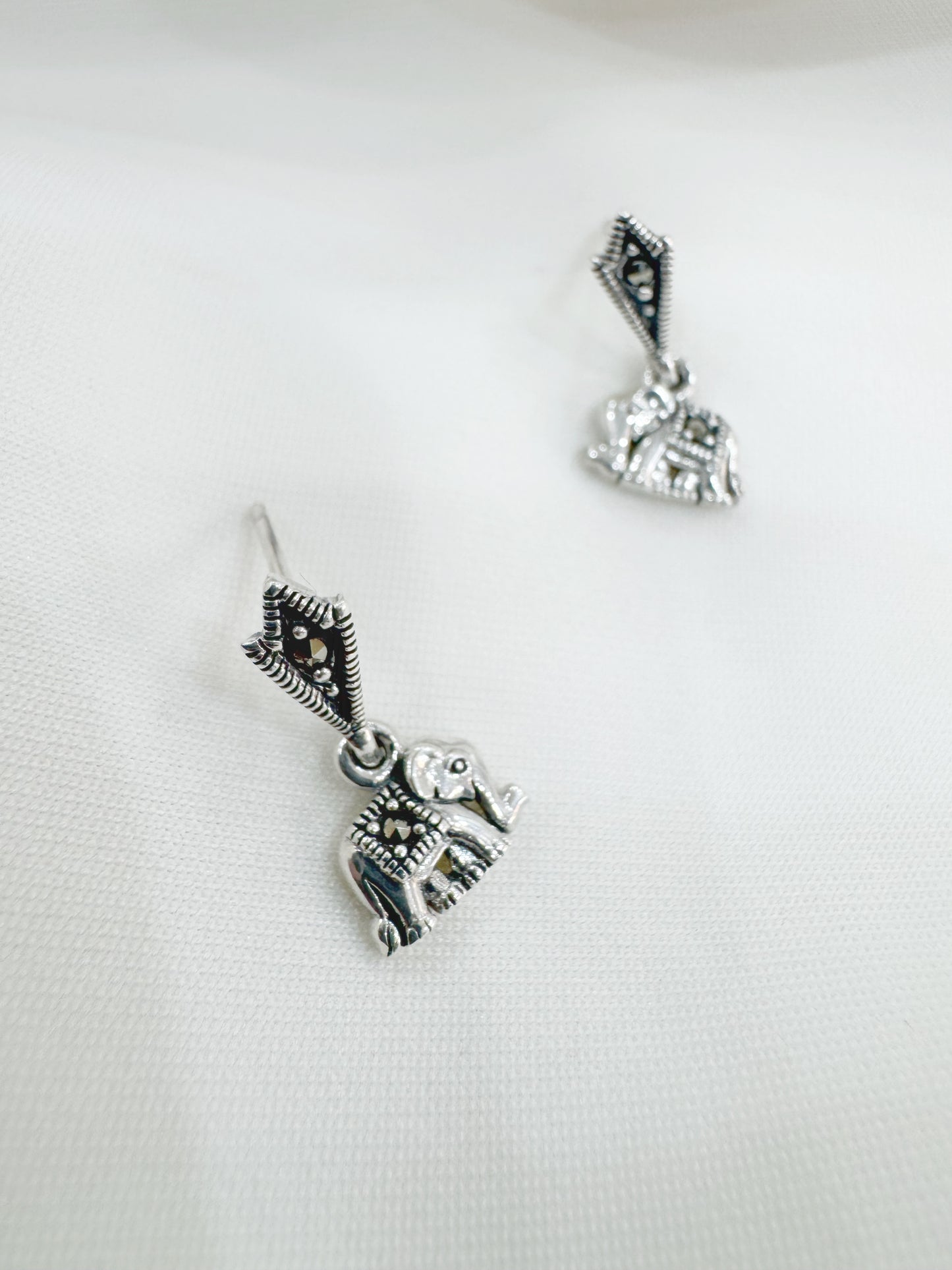 Matanga Charm 92.5 Silver Marcasite Earrings