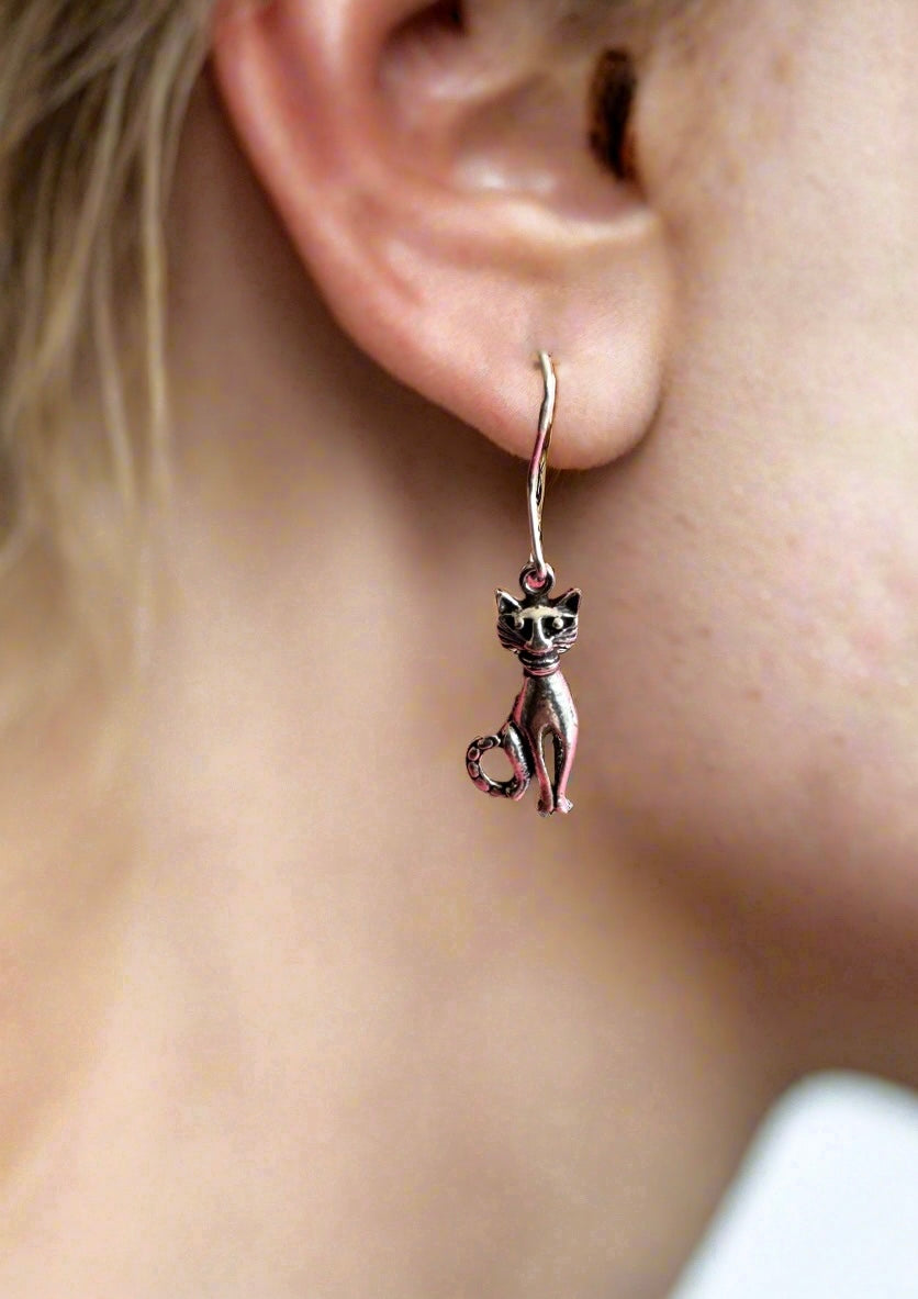 92.5 Silver Cat Earrings