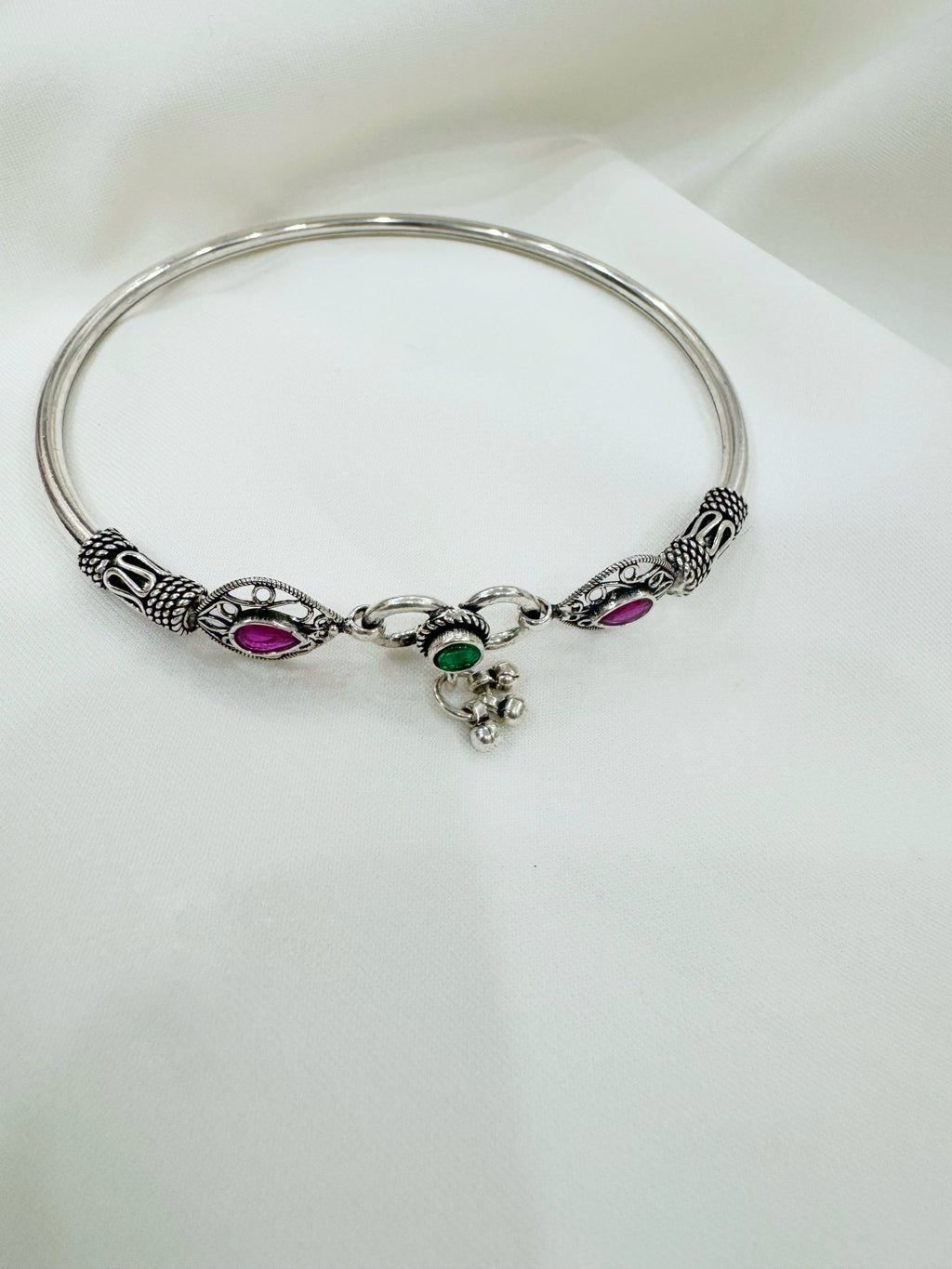 Ratna 92.5 Silver Handcrafted Kada Anklet (Single Piece)