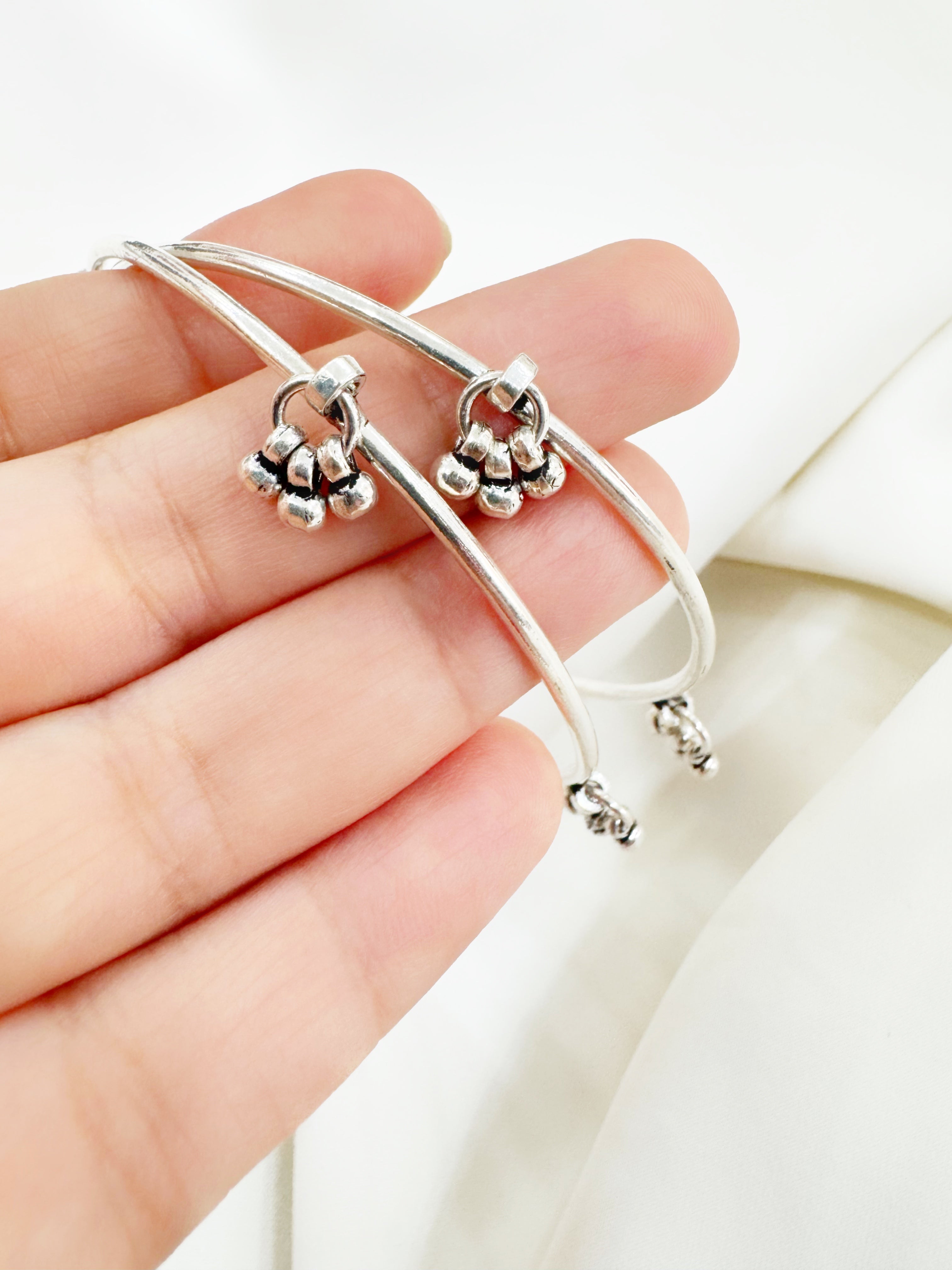 Pair of 92.5 Silver Ghunghroo Bangles